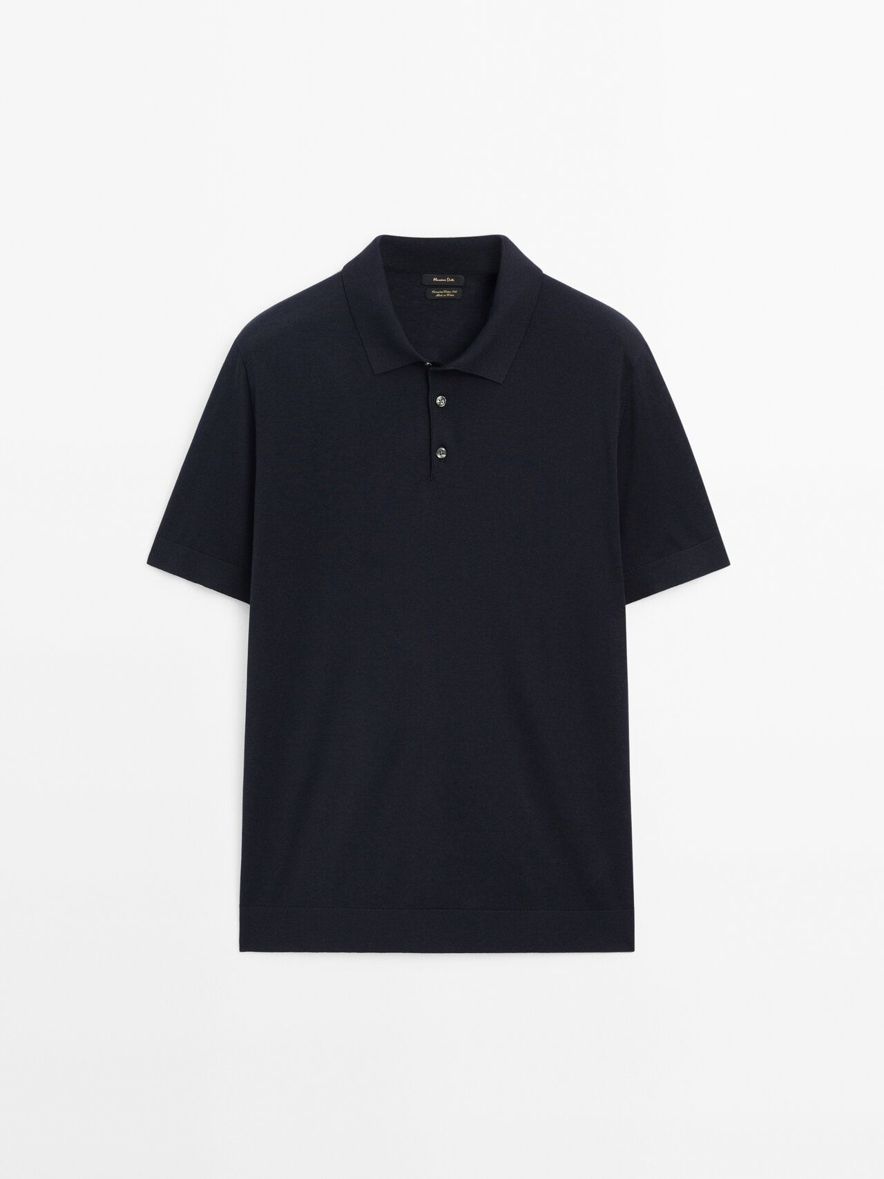 Shop Massimo Dutti Cotton Blend Polo Sweater In Navy Blue