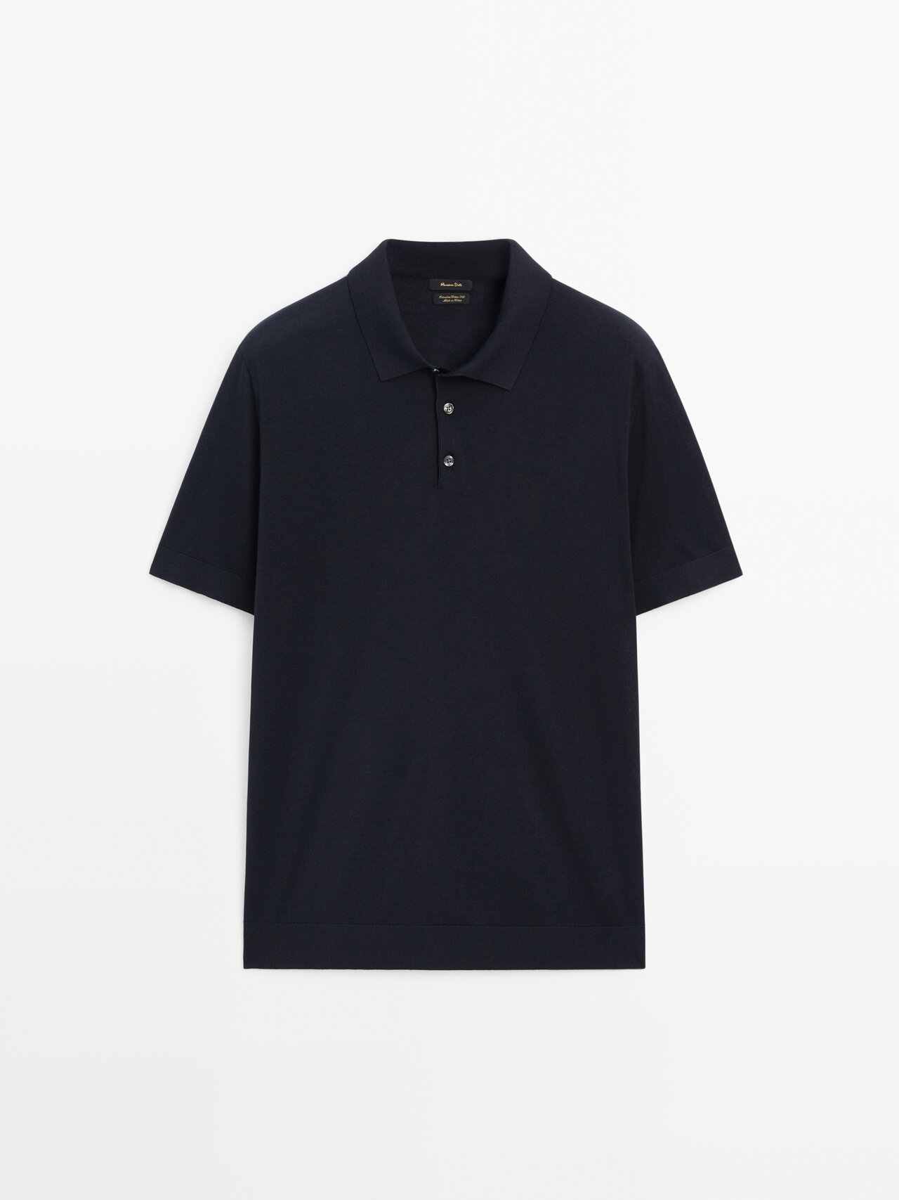 Massimo Dutti Cotton Blend Polo Sweater In Navy Blue