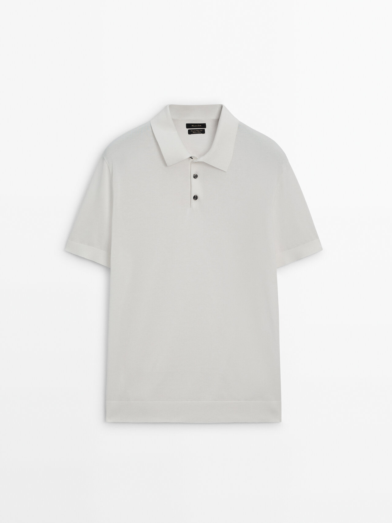 Massimo Dutti Cotton Blend Polo Sweater In Cream