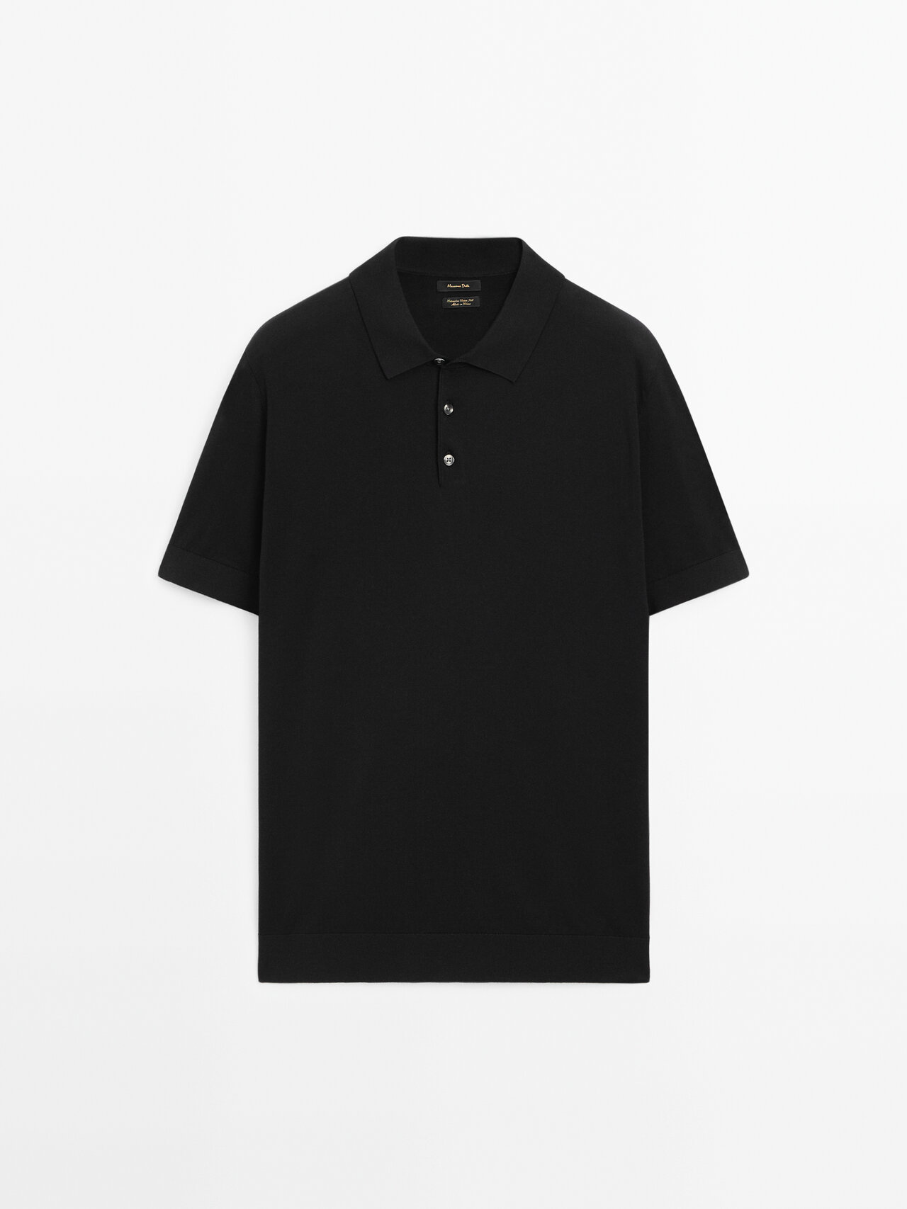 Shop Massimo Dutti Cotton Blend Polo Sweater In Black