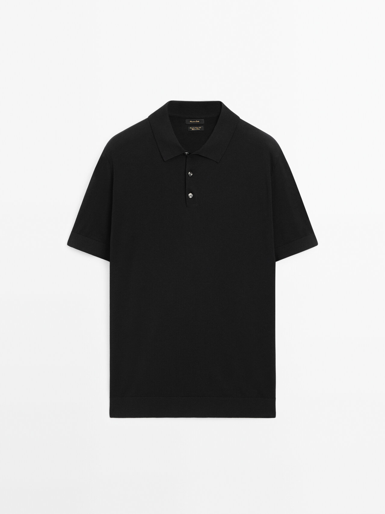 Massimo Dutti Cotton Blend Polo Sweater In Black