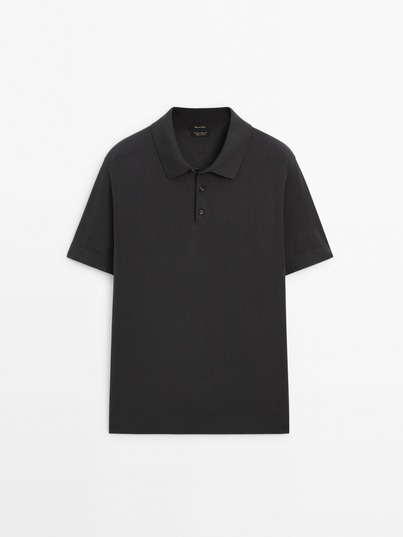 Massimo Dutti Cotton Blend Polo Sweater In Lead