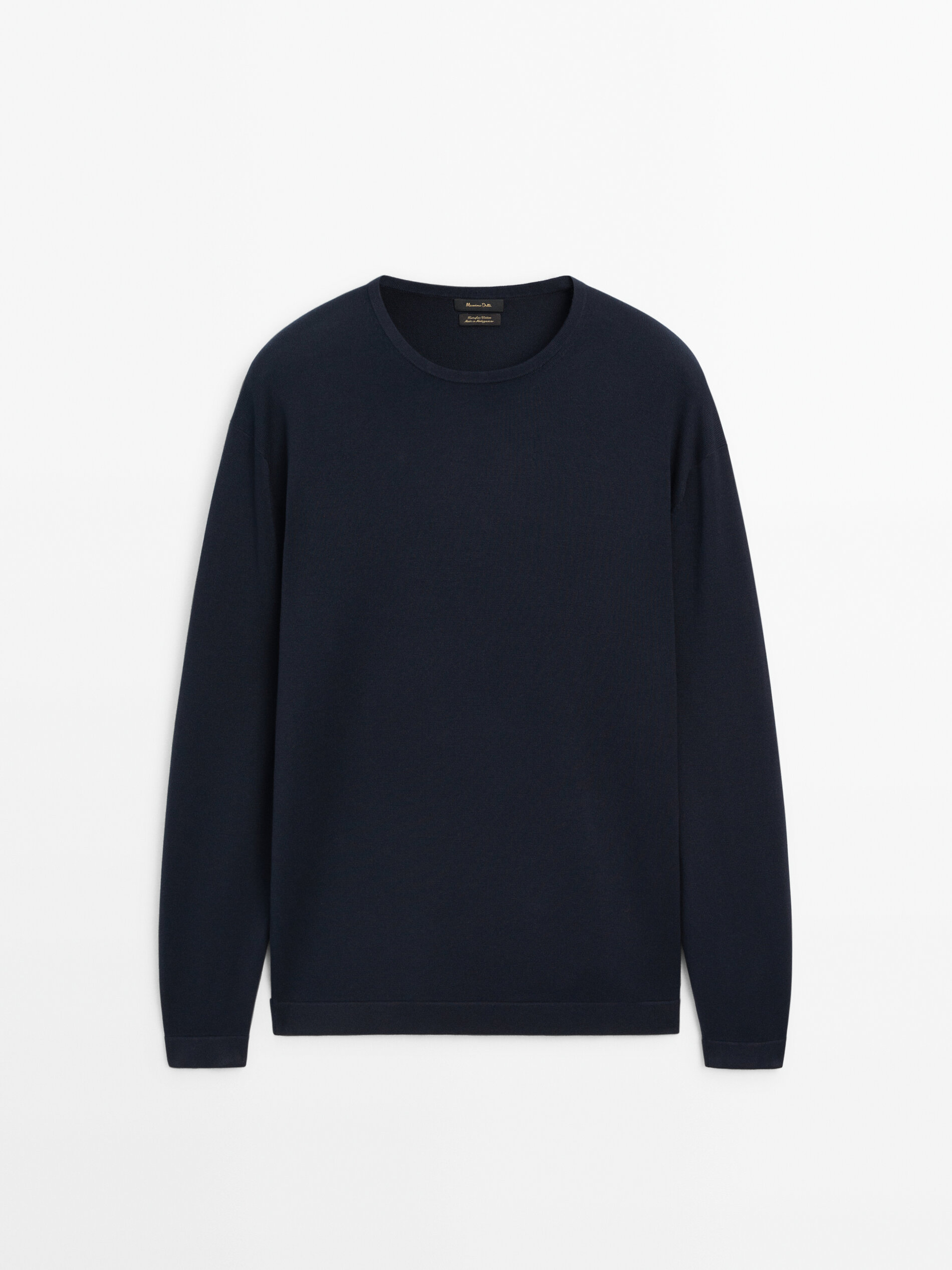 Crew neck knit sweater · Navy Blue, Ice, Dark Green, 0-469