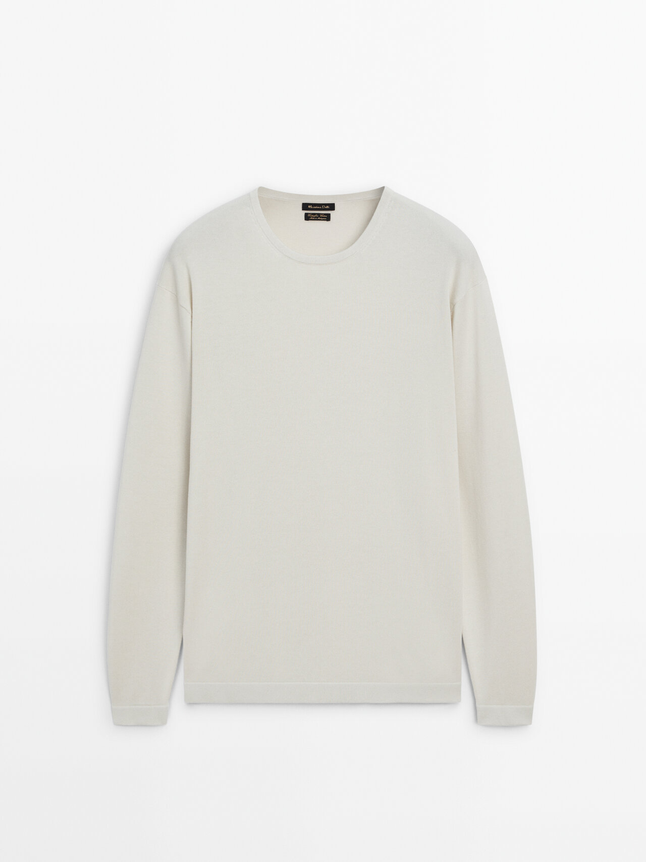 Massimo Dutti Crew Neck Knit Sweater In Ice