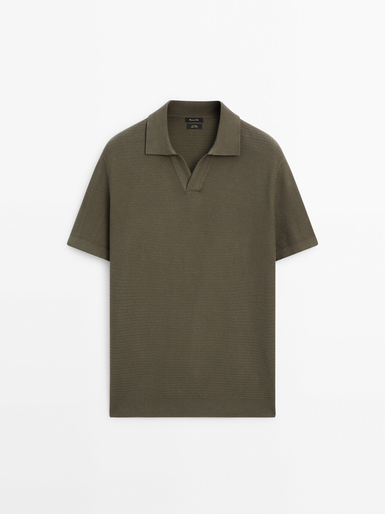 Shop Massimo Dutti Feinstrick-poloshirt Mit Kurzen Ärmeln In Medium Khaki