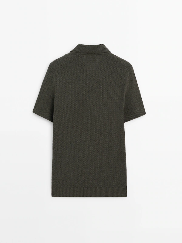 Open-knit short sleeve polo sweater · Khaki, Navy Blue · Sweaters And ...