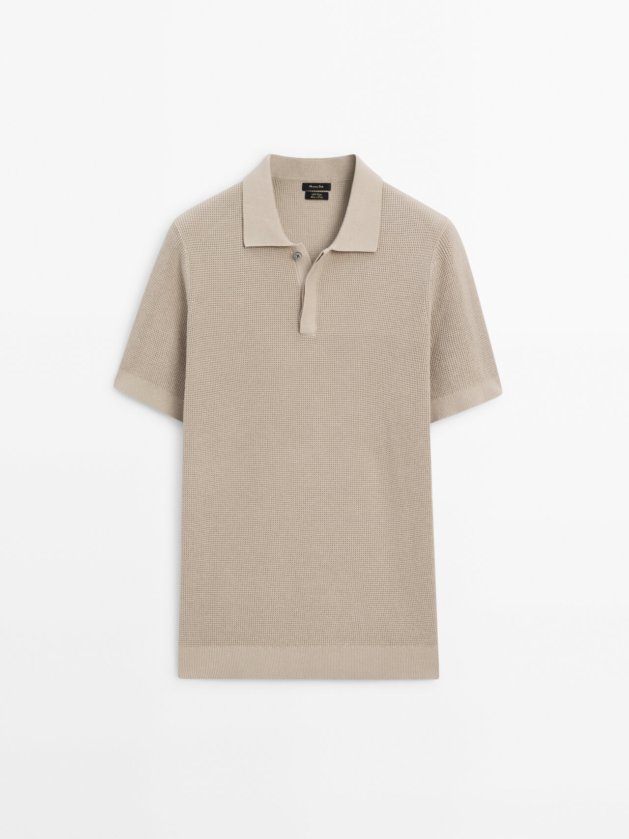 Massimo Dutti Waffle-knit Polo Sweater In Rust