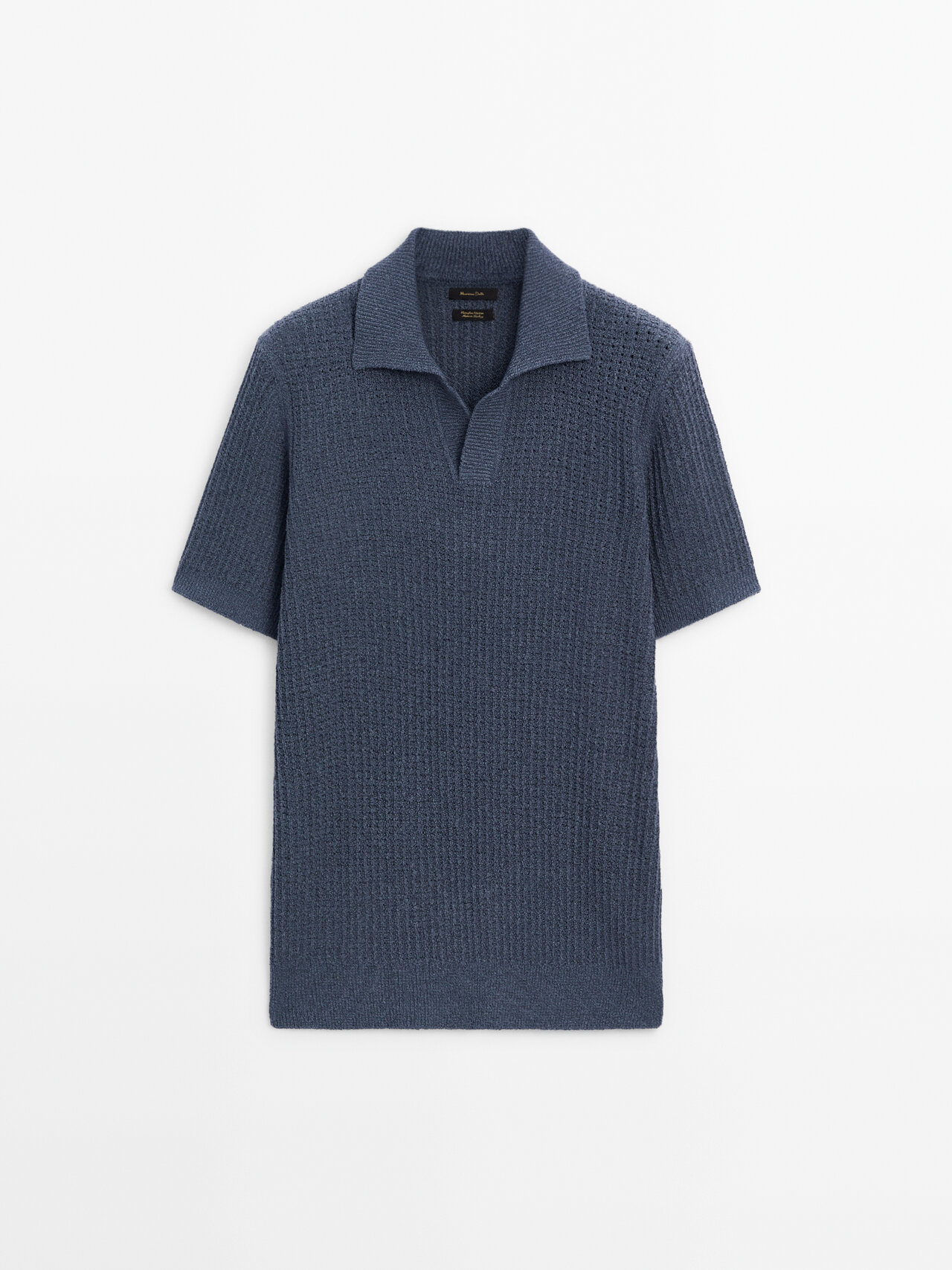 Shop Massimo Dutti Textured Short Sleeve Polo Sweater In Blue Marl