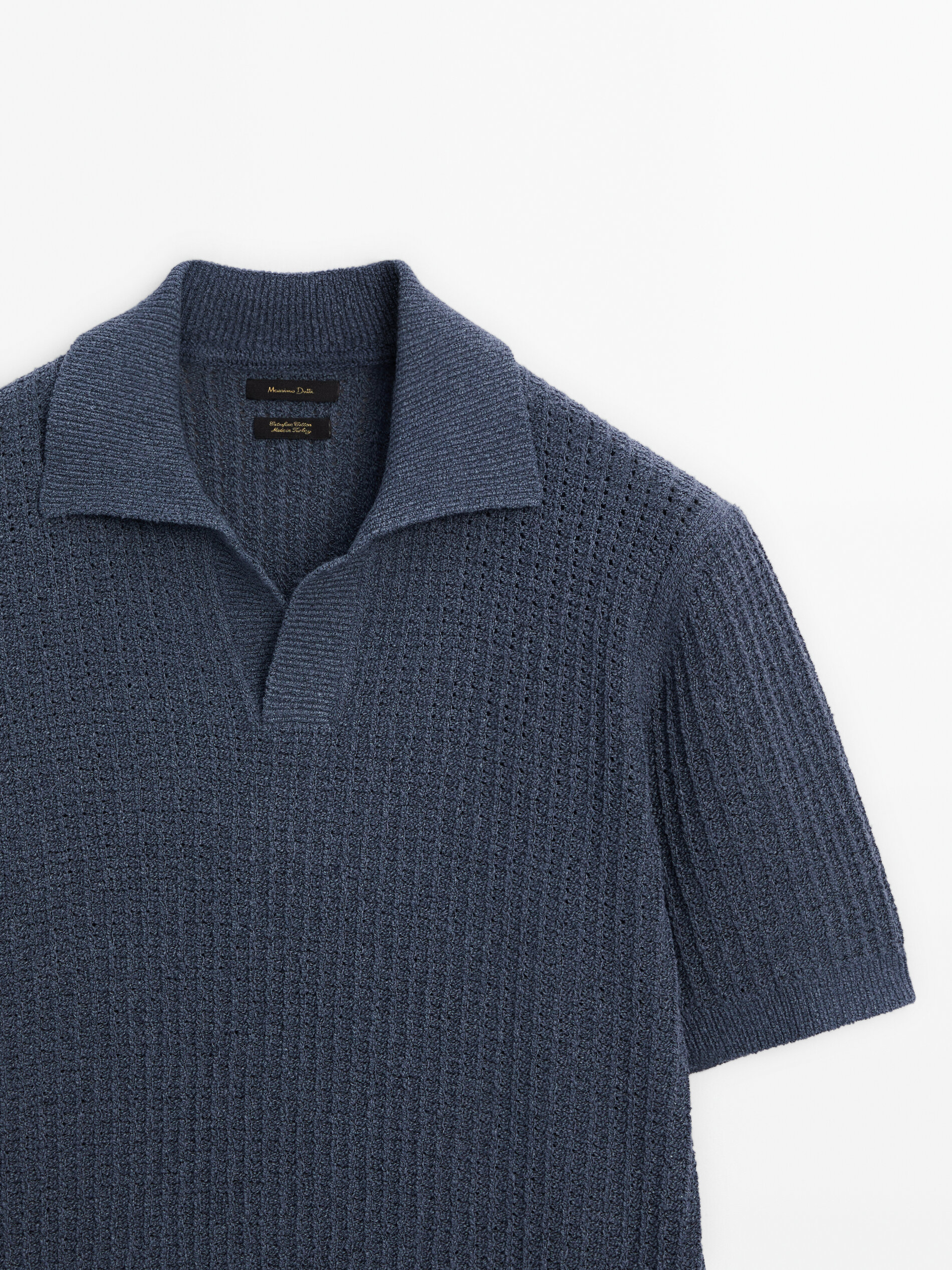 Short sleeve textured knit polo shirt