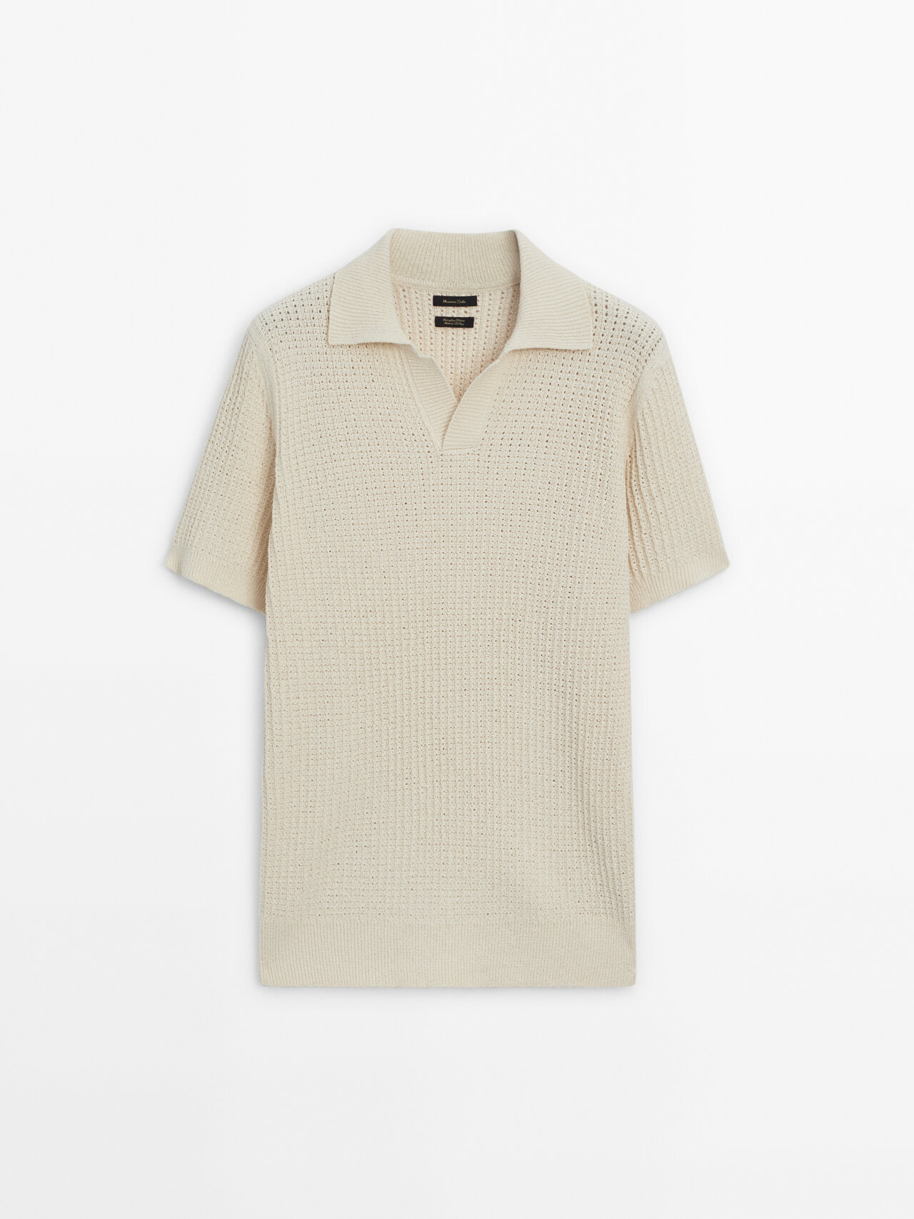 Shop Massimo Dutti Textured Short Sleeve Polo Sweater In Cream