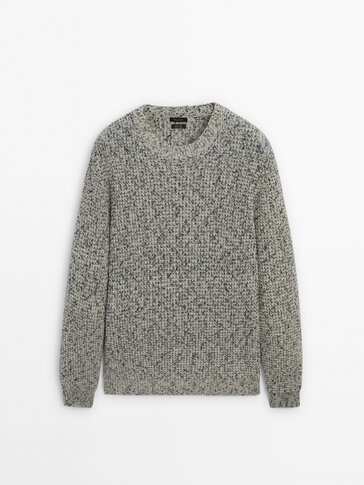 Flecked waffle-knit wool blend sweater
