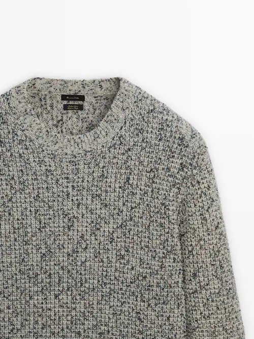 Flecked waffle-knit wool blend sweater · Navy Blue · Sweaters And Cardigans