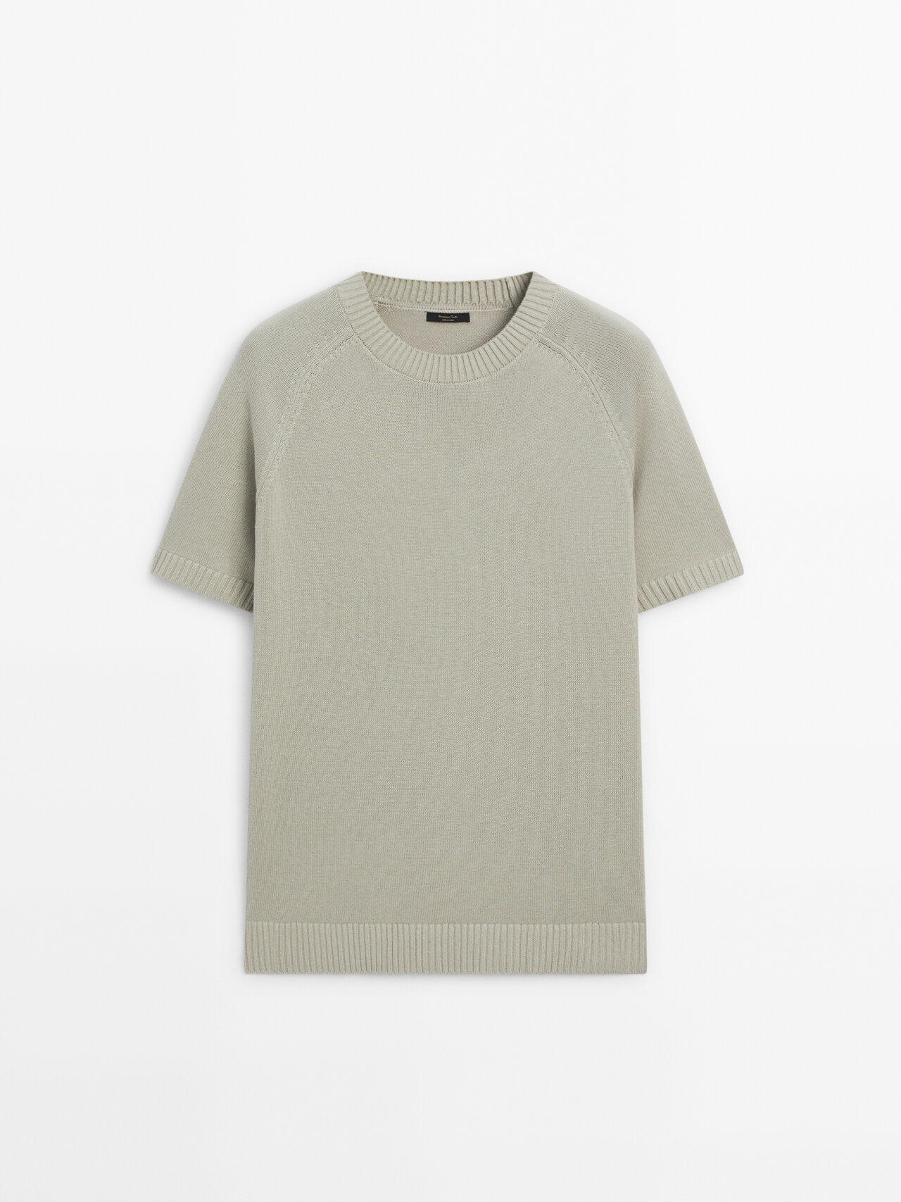 Shop Massimo Dutti Short Sleeve Knit Sweater With Cotton In Pastel Green