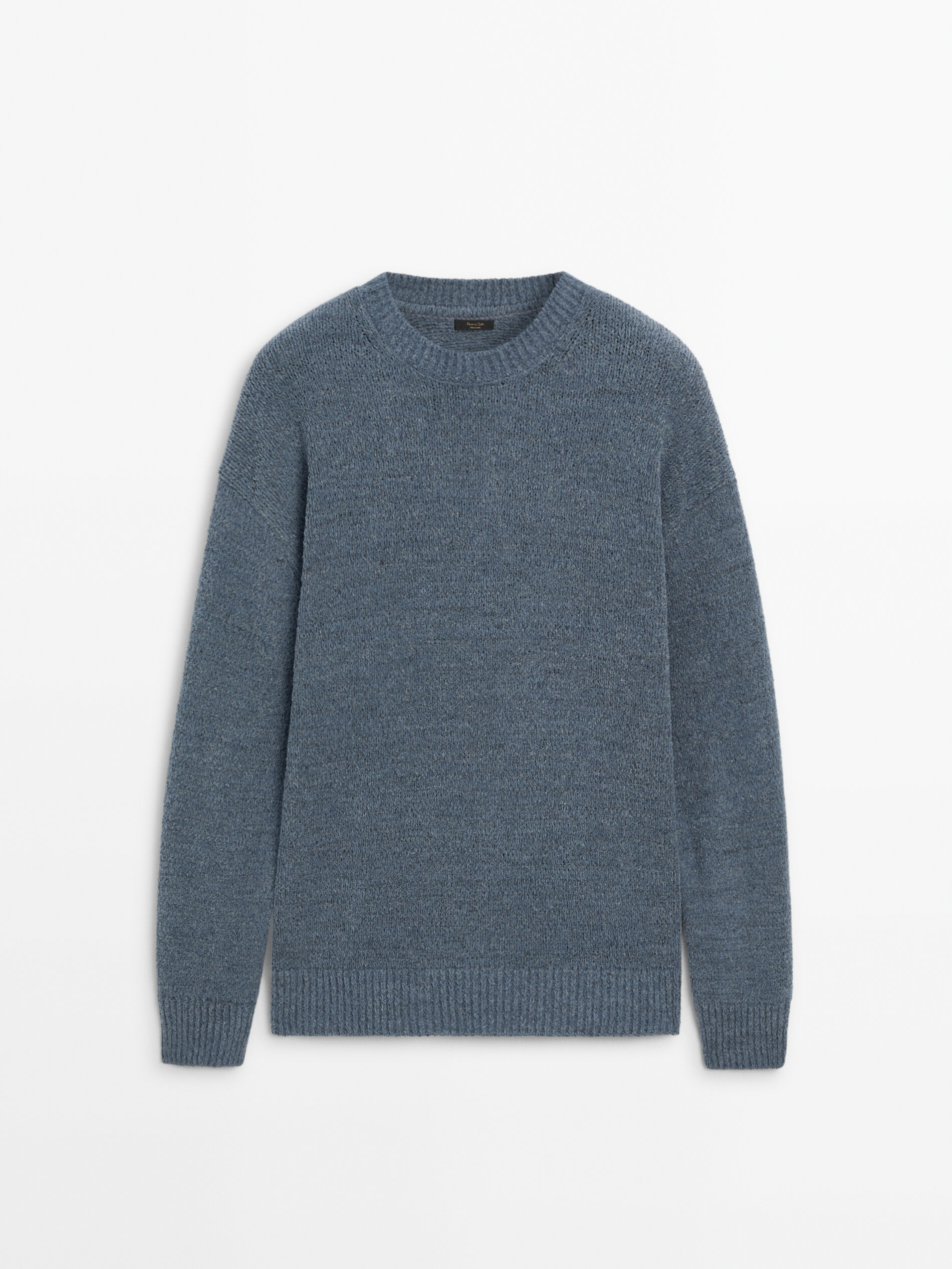 Cotton blend knit sweater with crew neck · Light Blue · Sweaters 