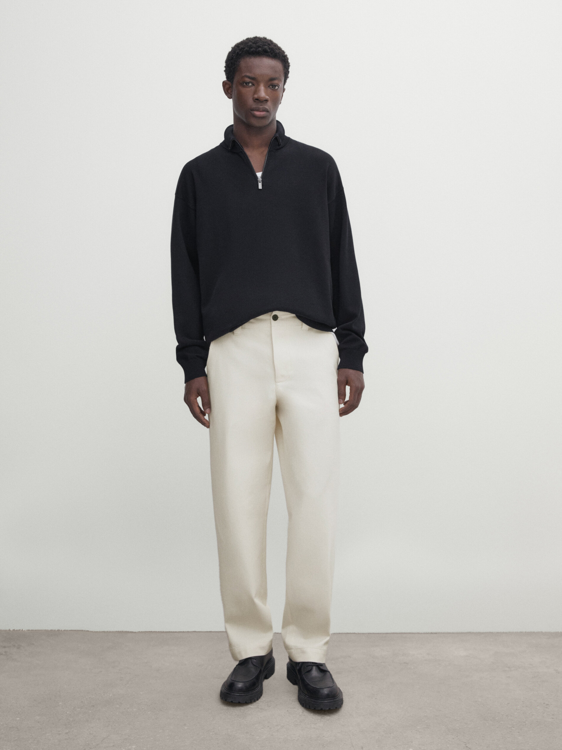 Mock neck knit sweater · Navy Blue, Medium Khaki, Grey Marl 