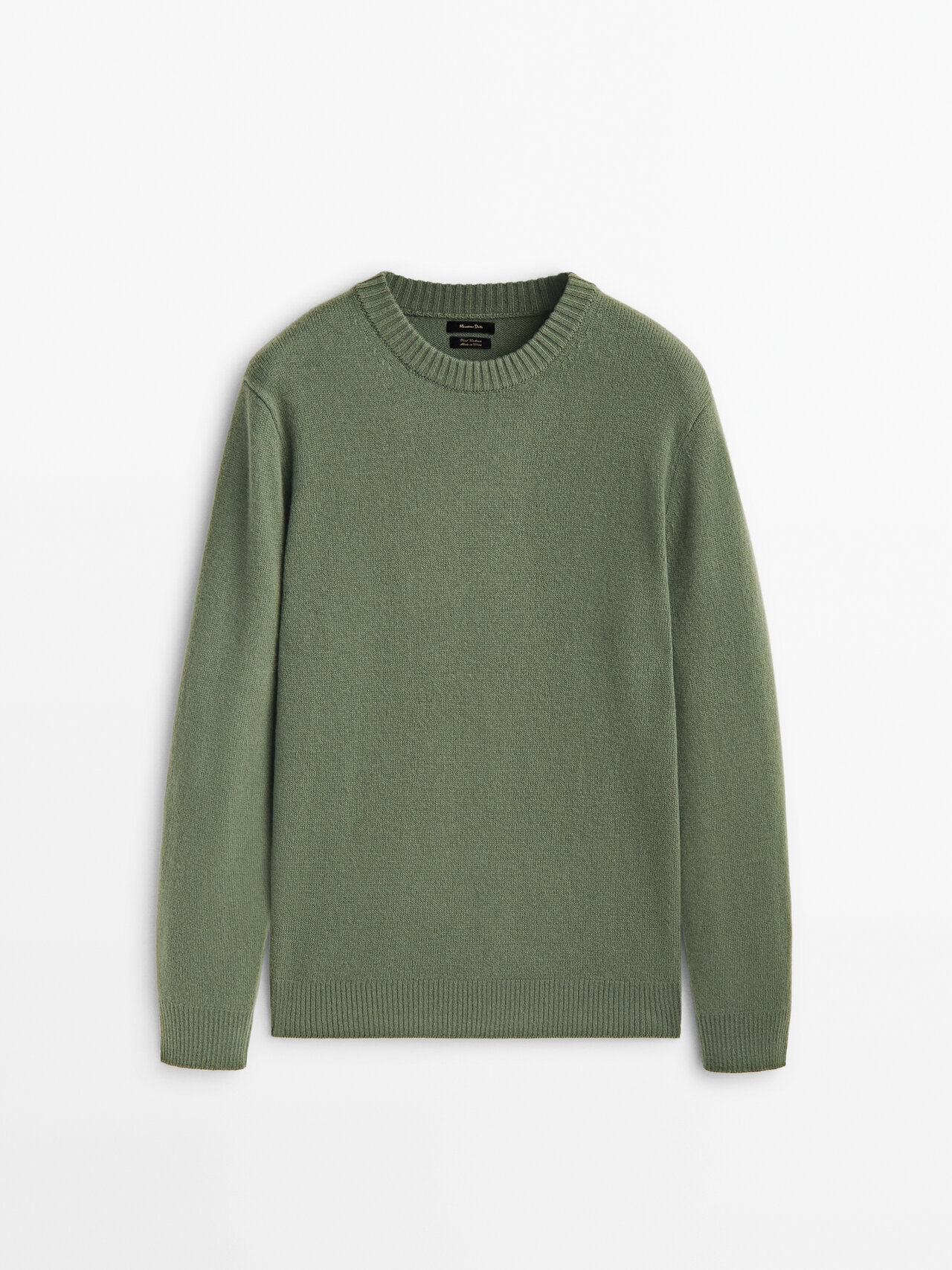 Massimo Dutti Wool Blend Knit Sweater In Khaki