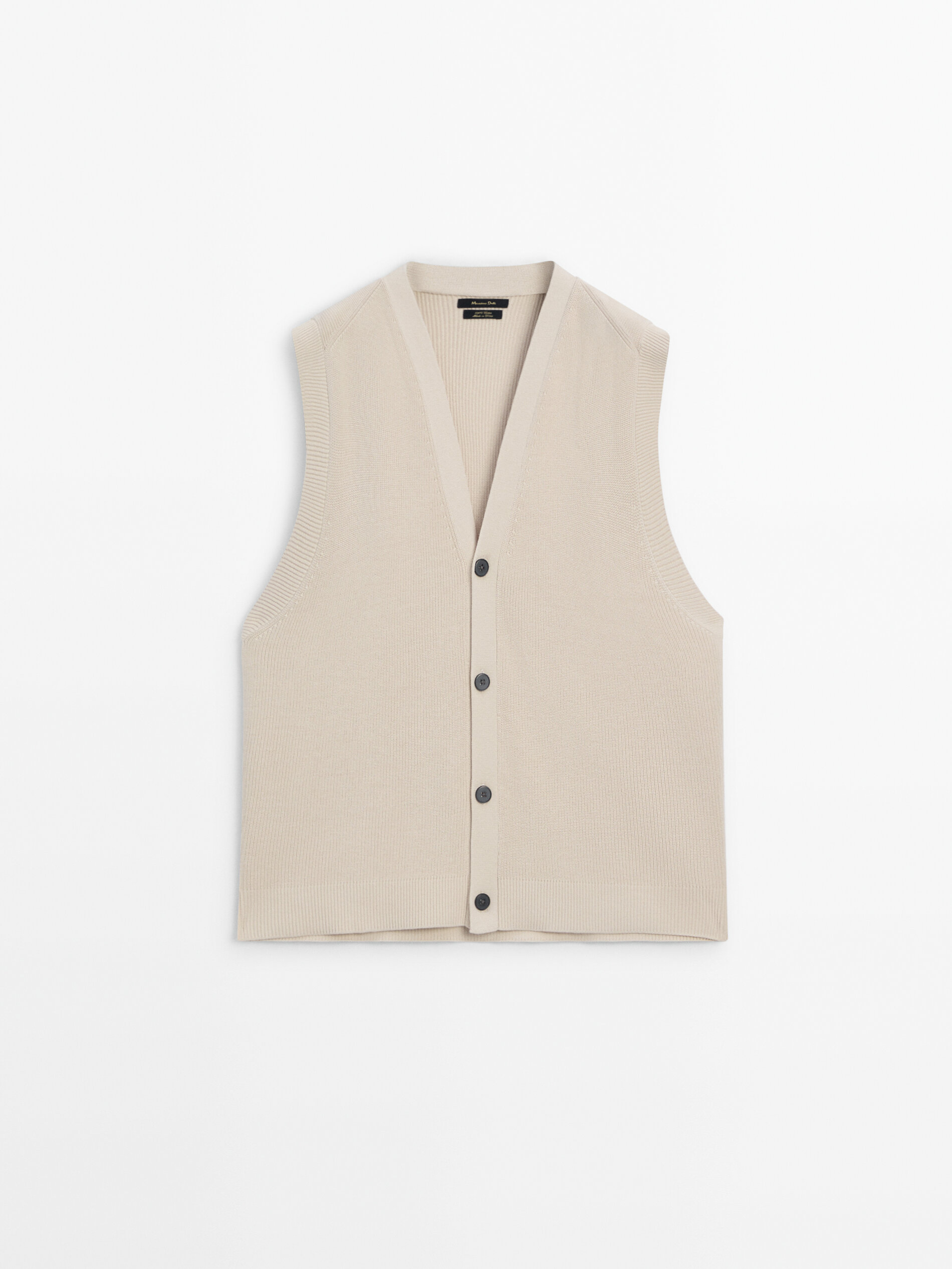 Knit V-neck vest with buttons · Beige Marl · Sweaters And 