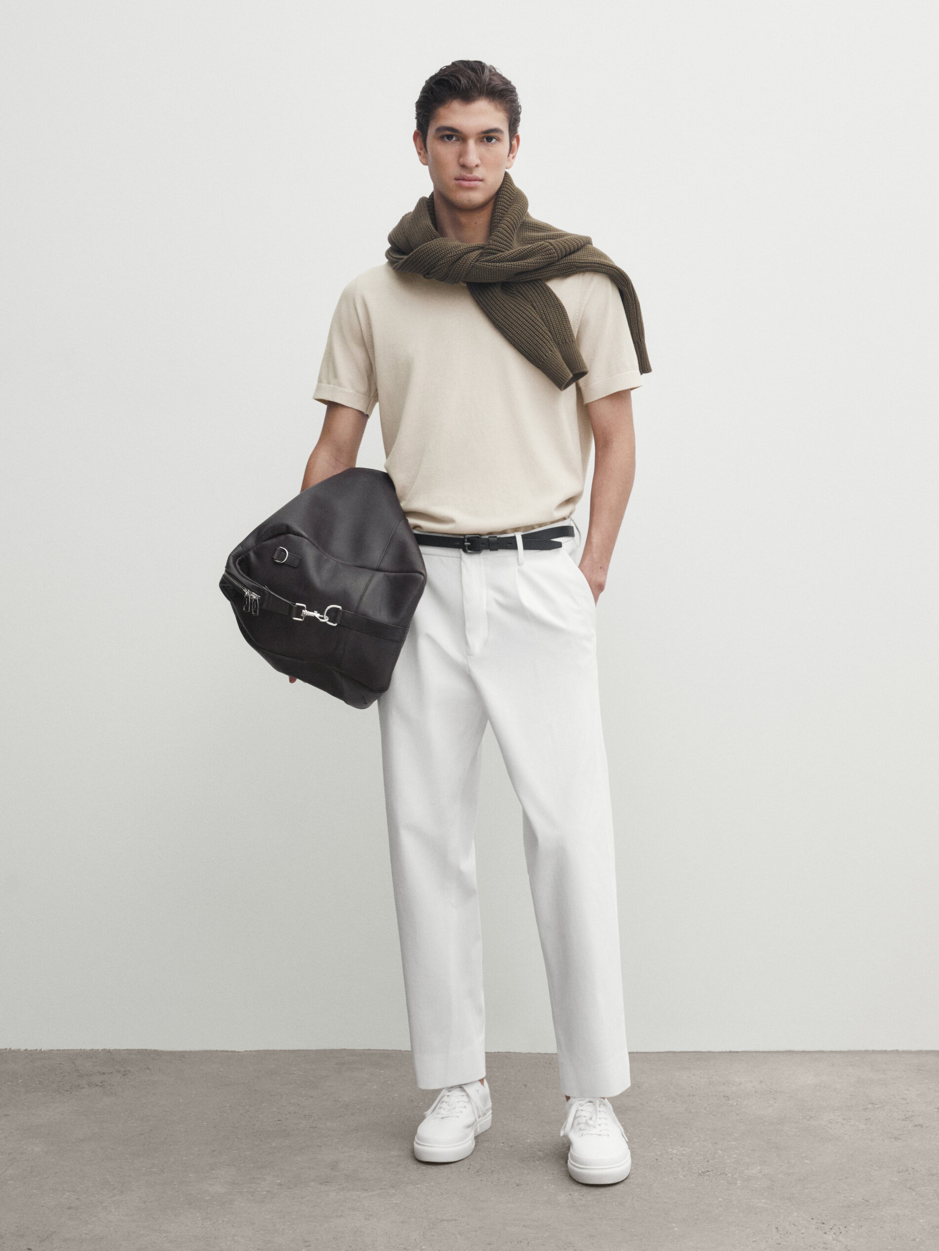 Milano knit short sleeve polo sweater · Beige, White, Pale Green 