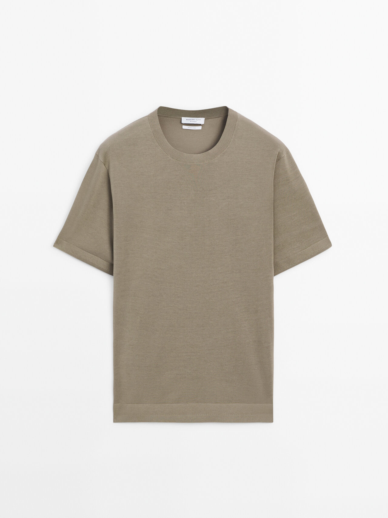 Massimo Dutti Short Sleeve Cotton And Silk Blend Sweater In Sand