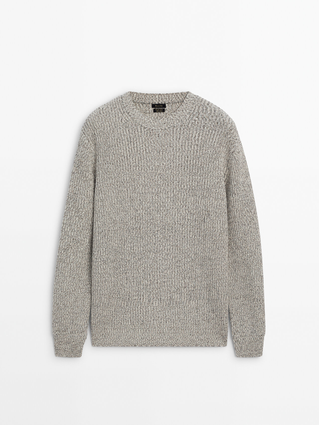 Shop Massimo Dutti Cotton Blend Knit Sweater With Crew Neck In Cream
