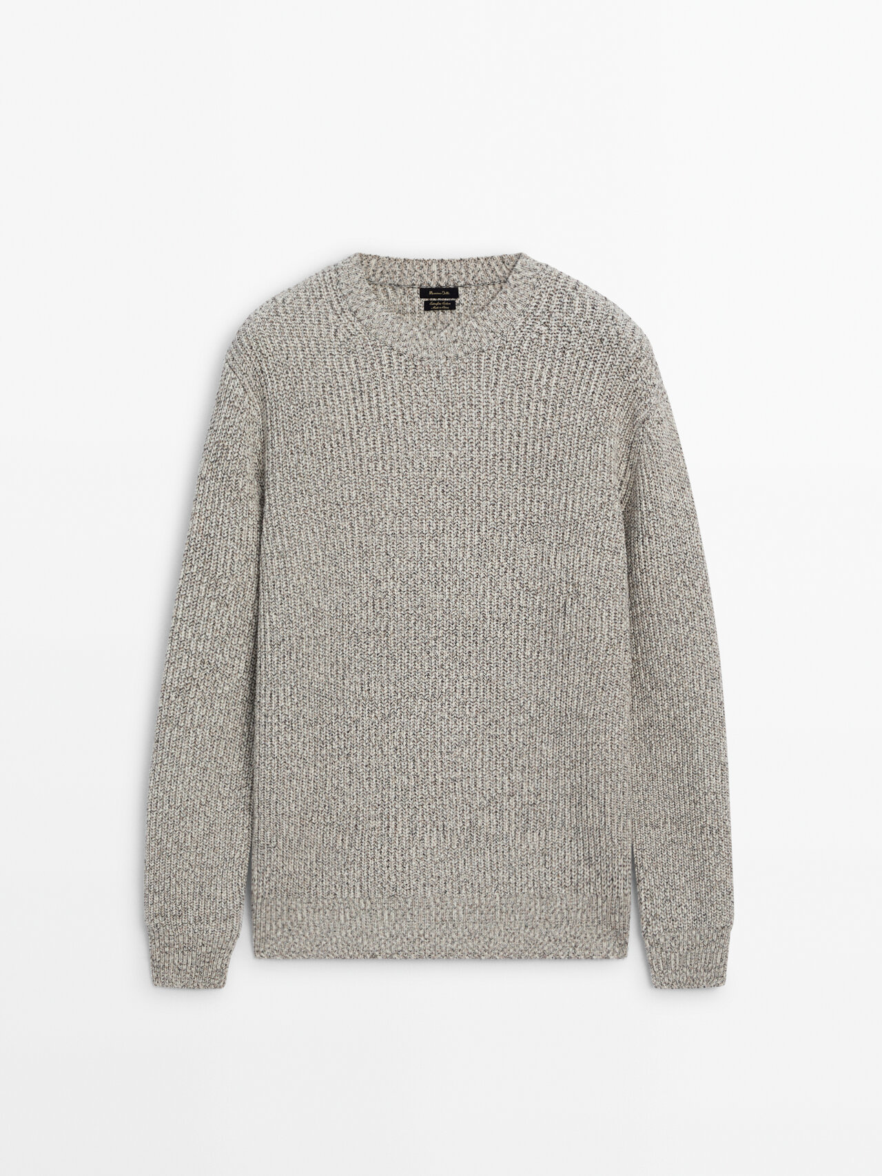Massimo Dutti Cotton Blend Knit Sweater With Crew Neck In Cream
