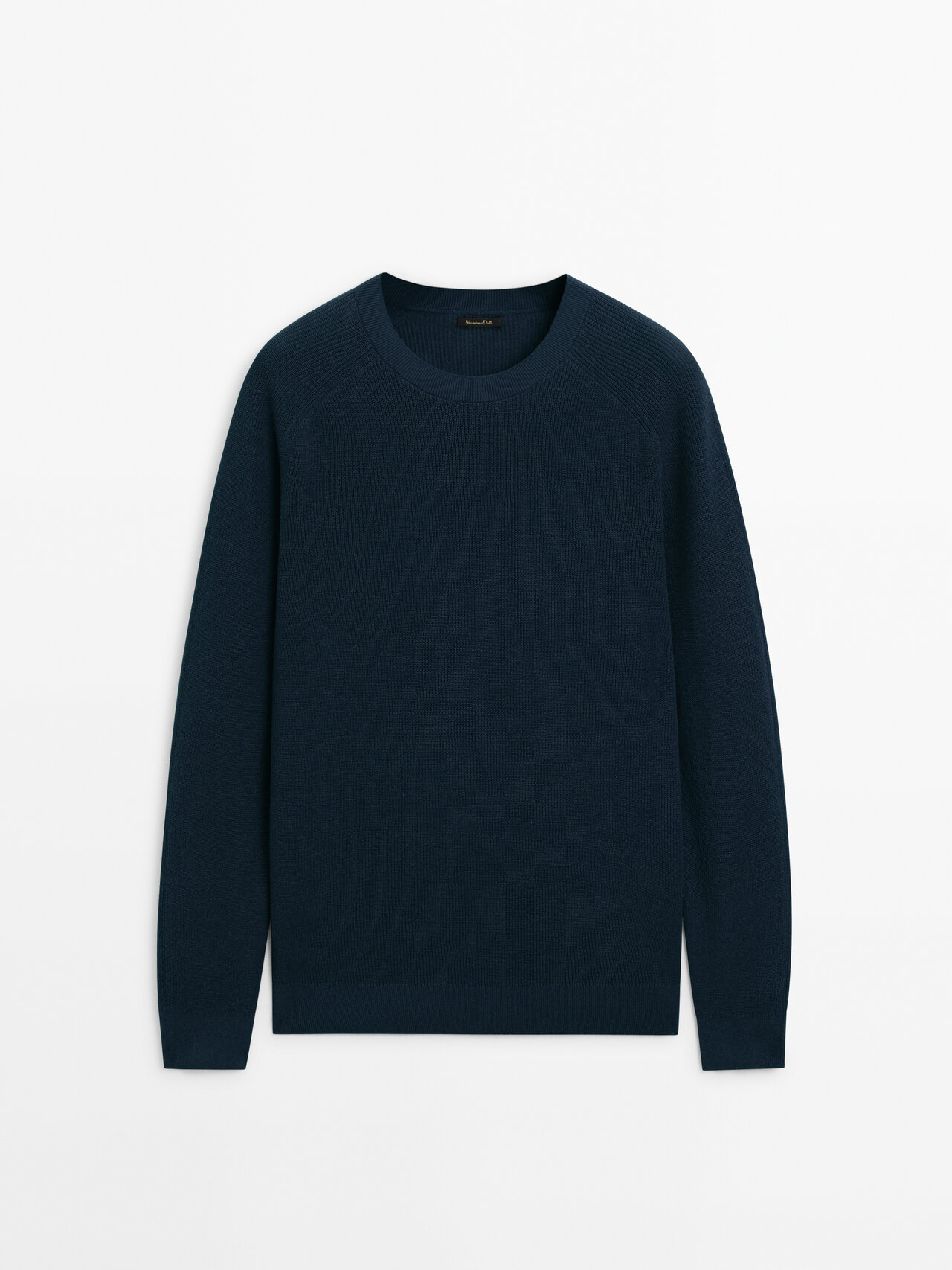 Massimo Dutti Crew Neck Sweater With Linen And Cotton In Faded Navy