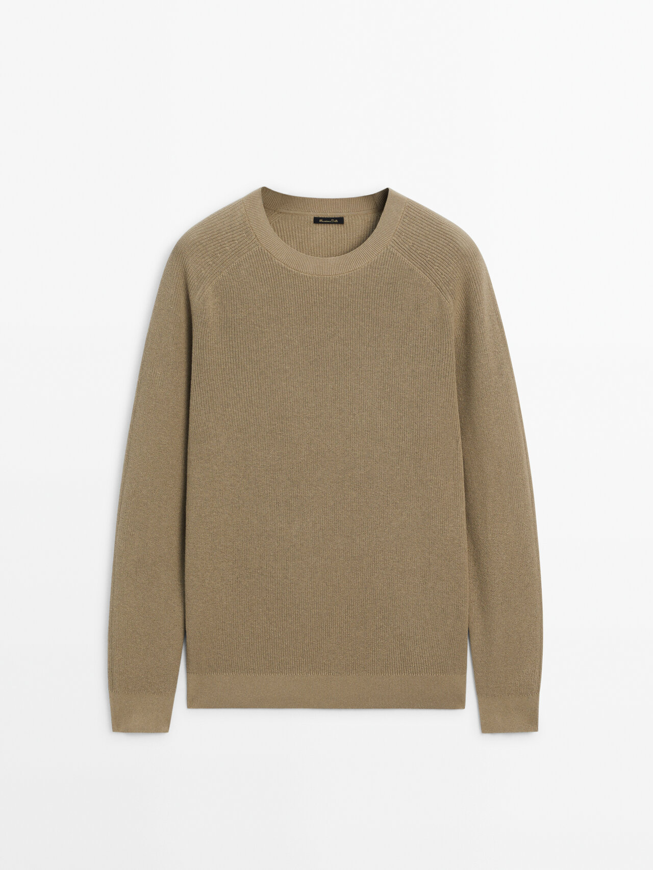 Shop Massimo Dutti Crew Neck Sweater With Linen And Cotton In Stone