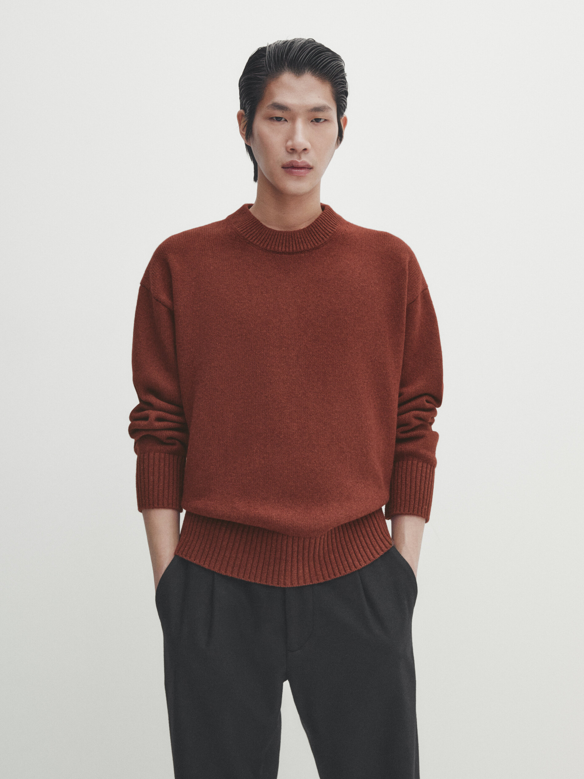 Wool blend crew neck sweater · Copper · Sweaters And Cardigans 