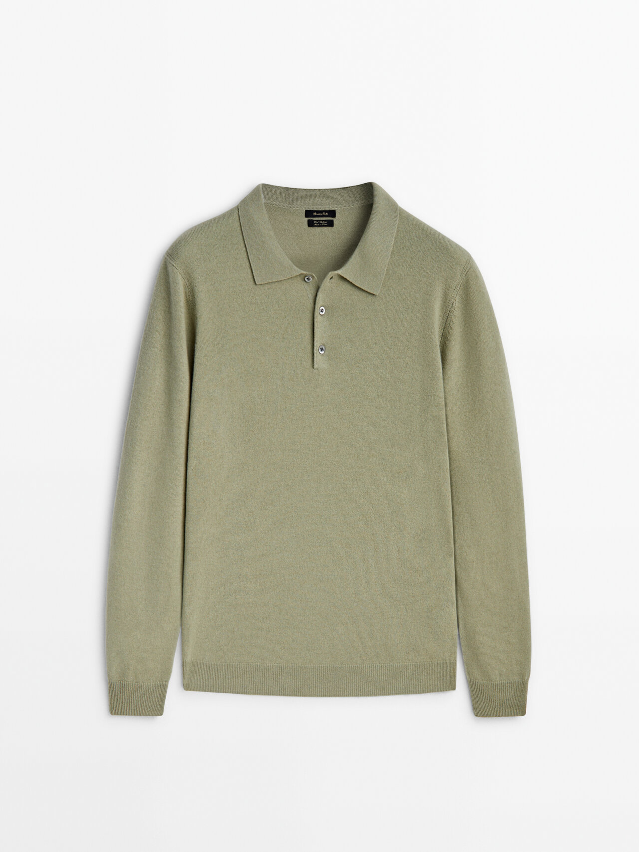 Massimo Dutti Wool Blend Knit Polo Sweater In Hellgrün