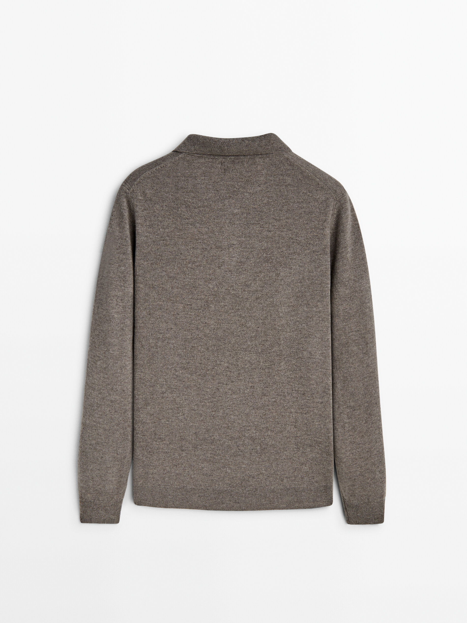 Wool blend knit polo sweater