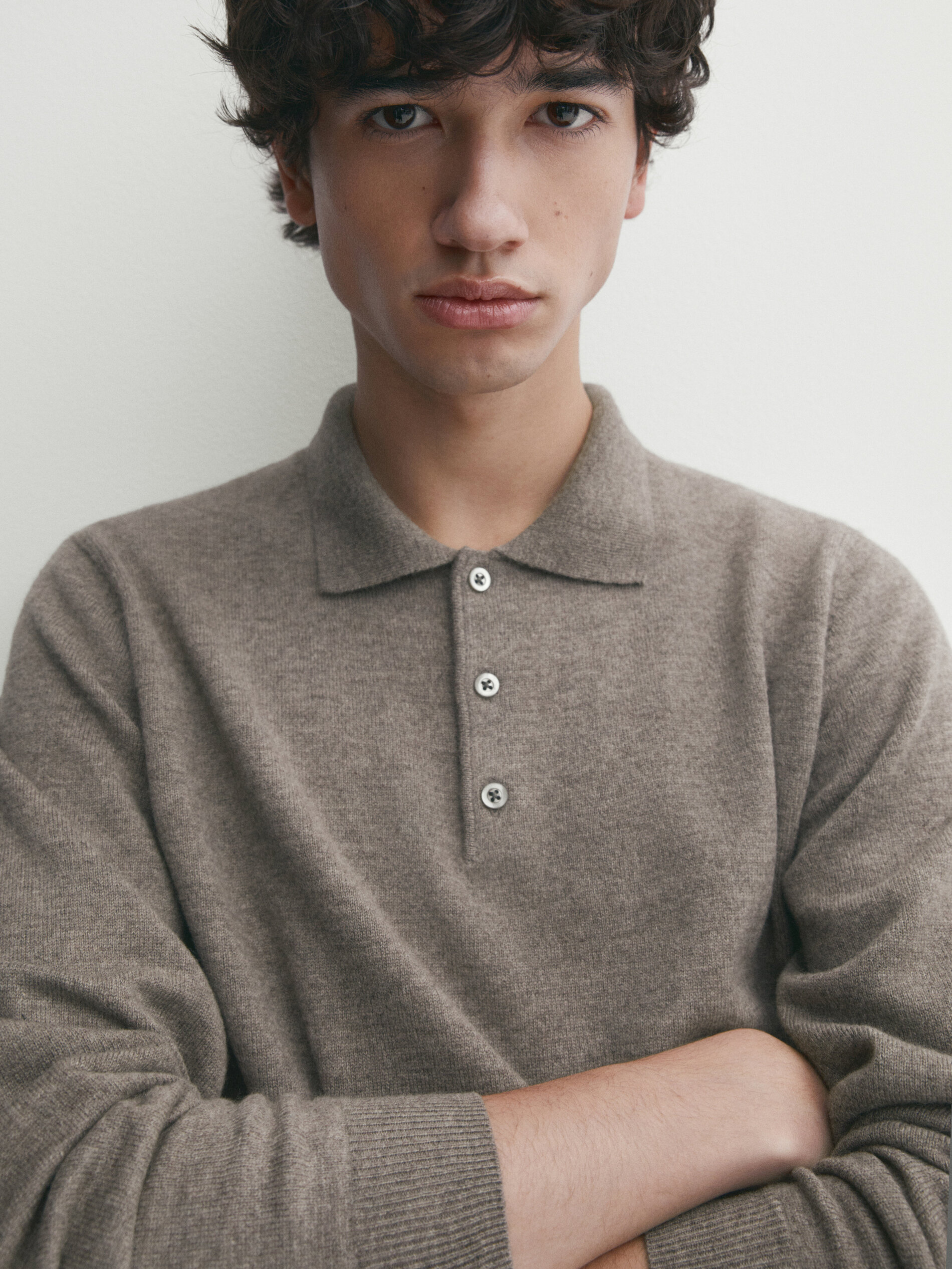 Wool blend knit polo sweater · Carey, Pale Green, Anthracite Grey 