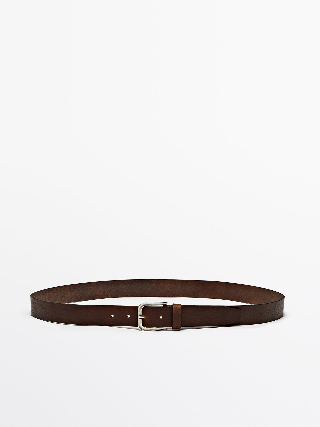Shop Massimo Dutti Nappa Leather Belt In Black