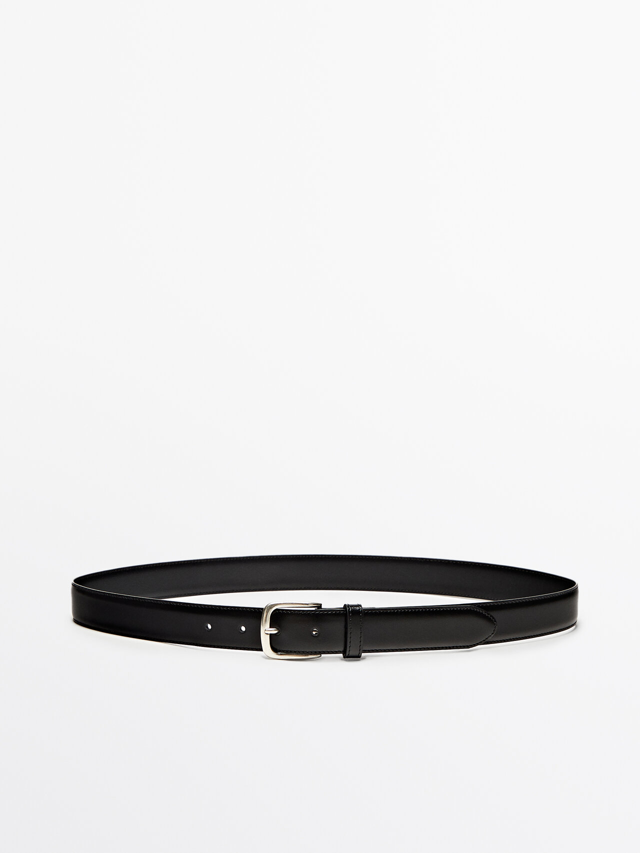 Shop Massimo Dutti Leather Belt In Black