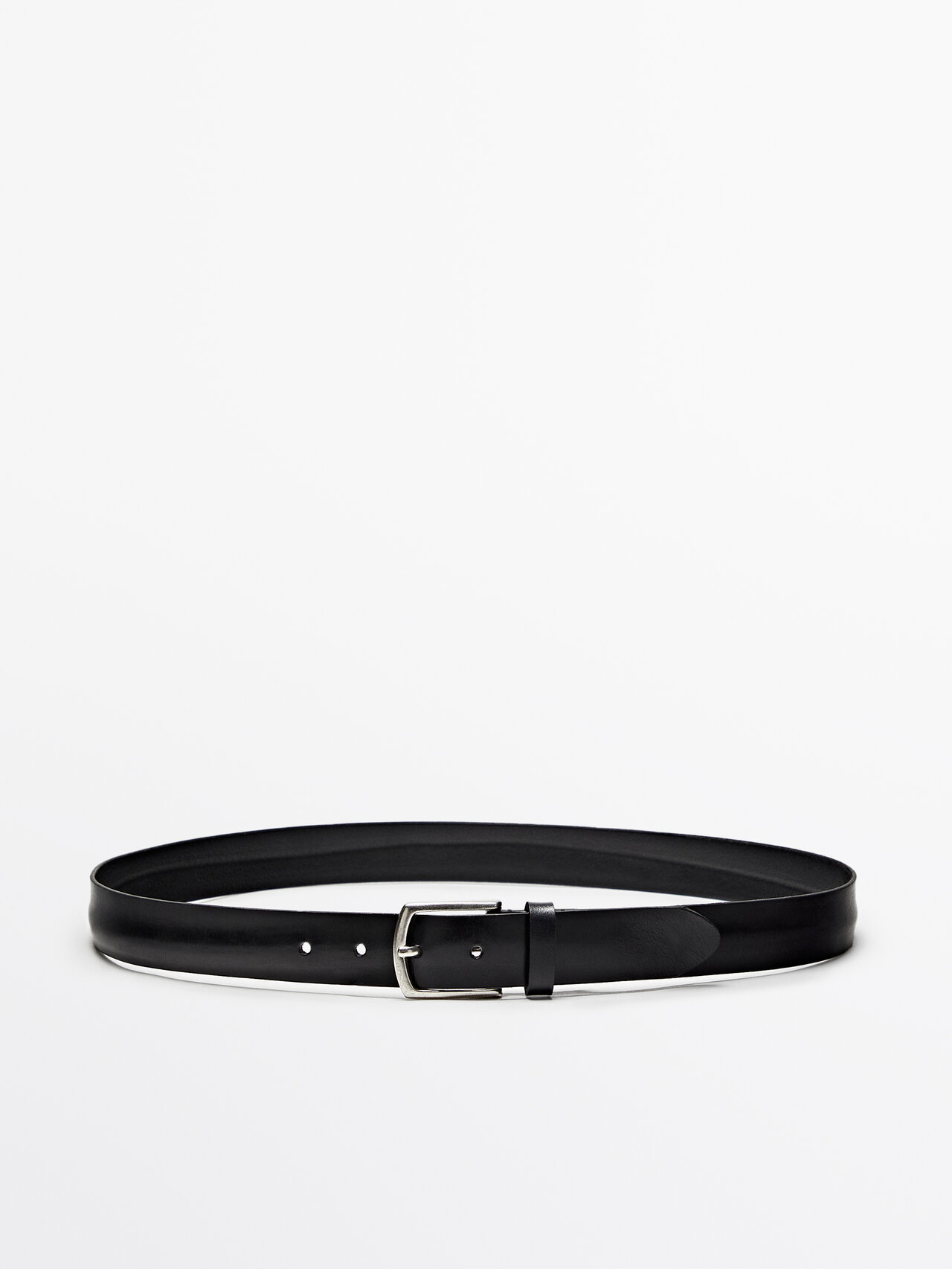 Shop Massimo Dutti Worn Effect Leather Belt In Black