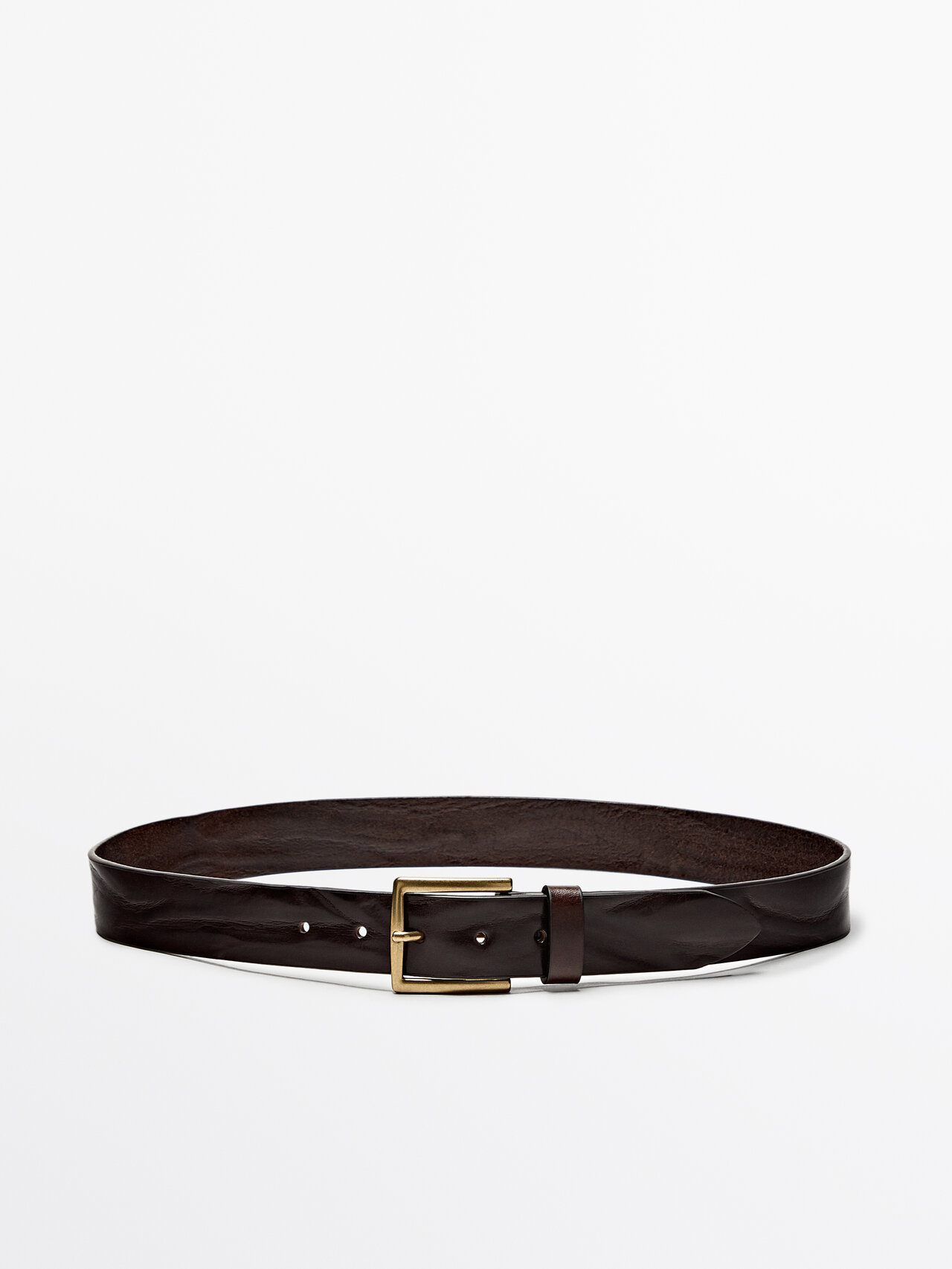 Shop Massimo Dutti Worn Effect Leather Belt In Brown