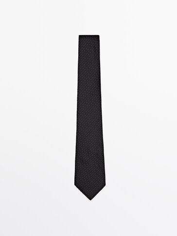 Krawatte aus reiner Seide · Marineblau · Accessoires | Massimo Dutti