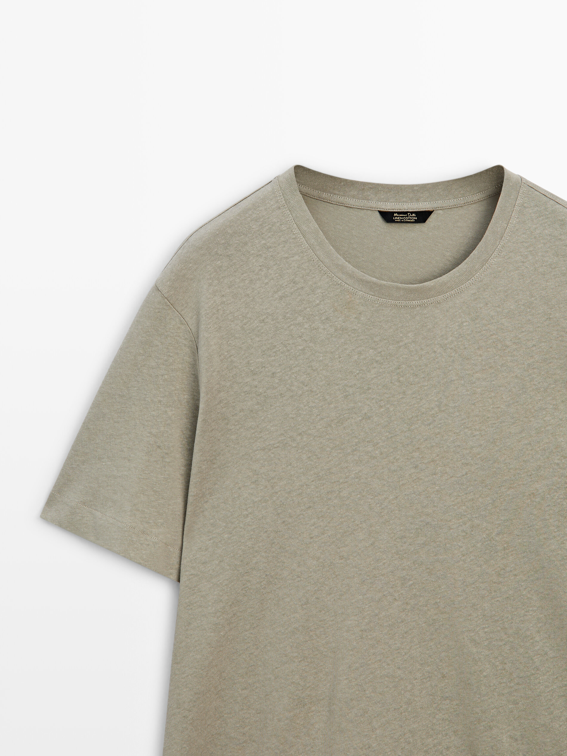 Short sleeve linen and cotton blend T-shirt