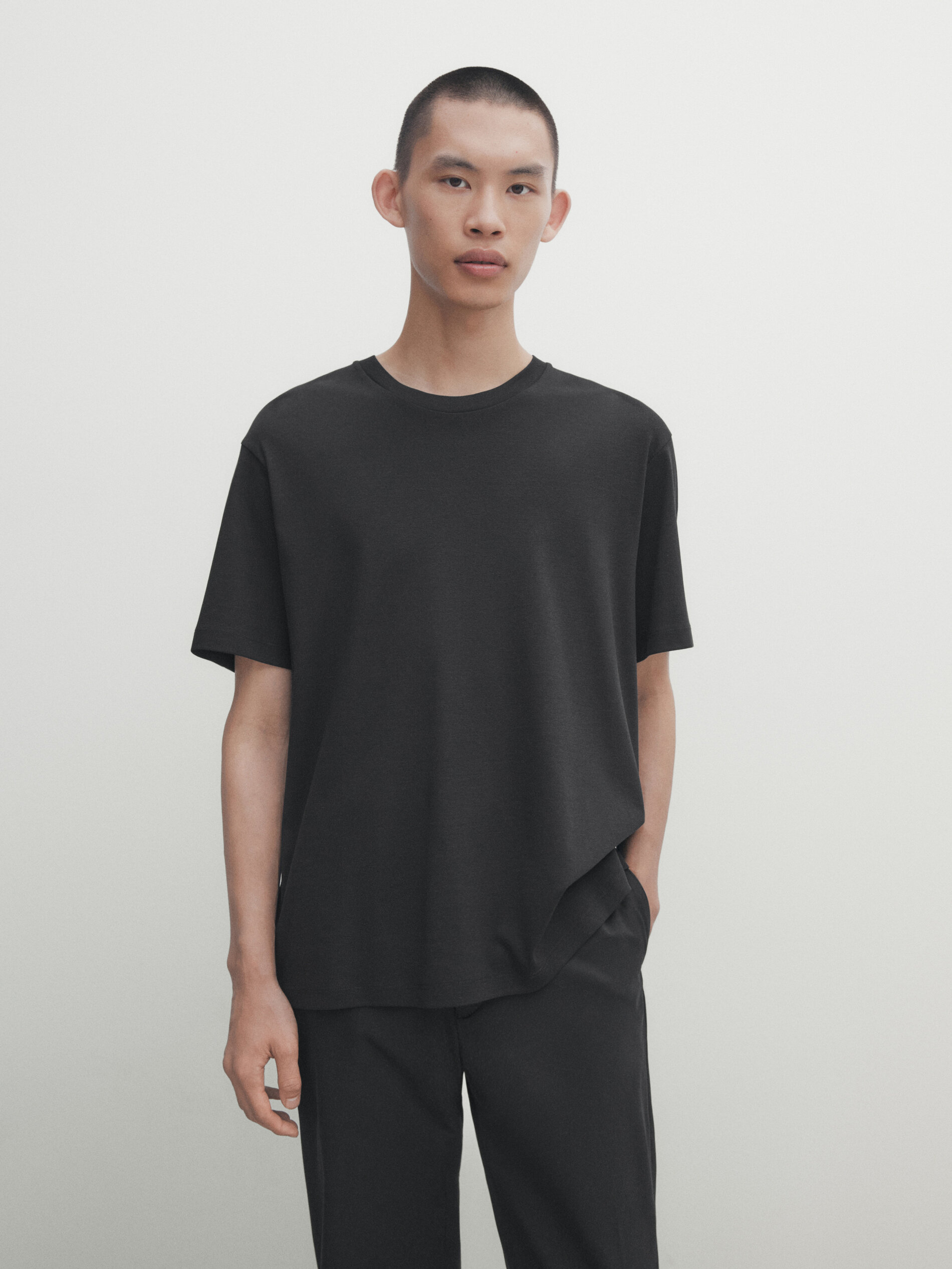 Relaxed fit short sleeve cotton T-shirt - Studio · Black, White