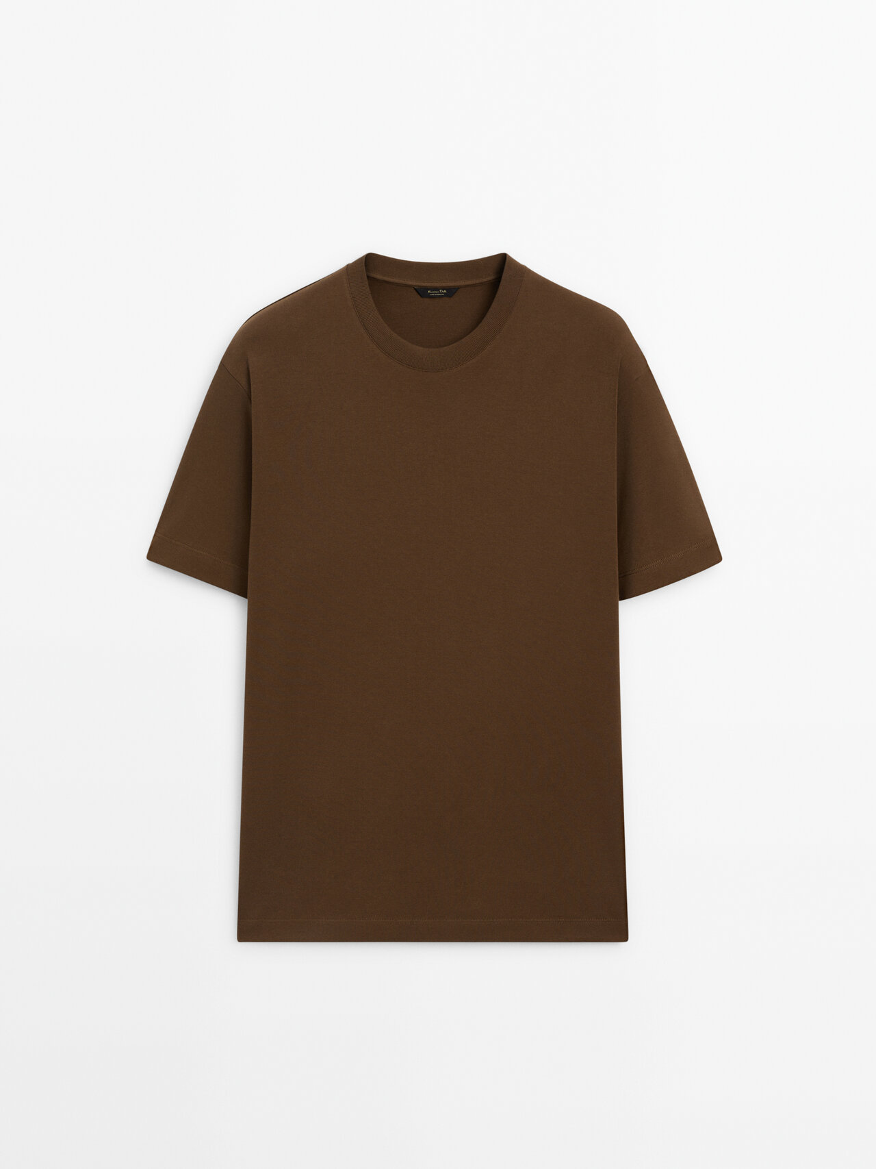 Shop Massimo Dutti 100% Cotton Medium Weight T-shirt In Brown