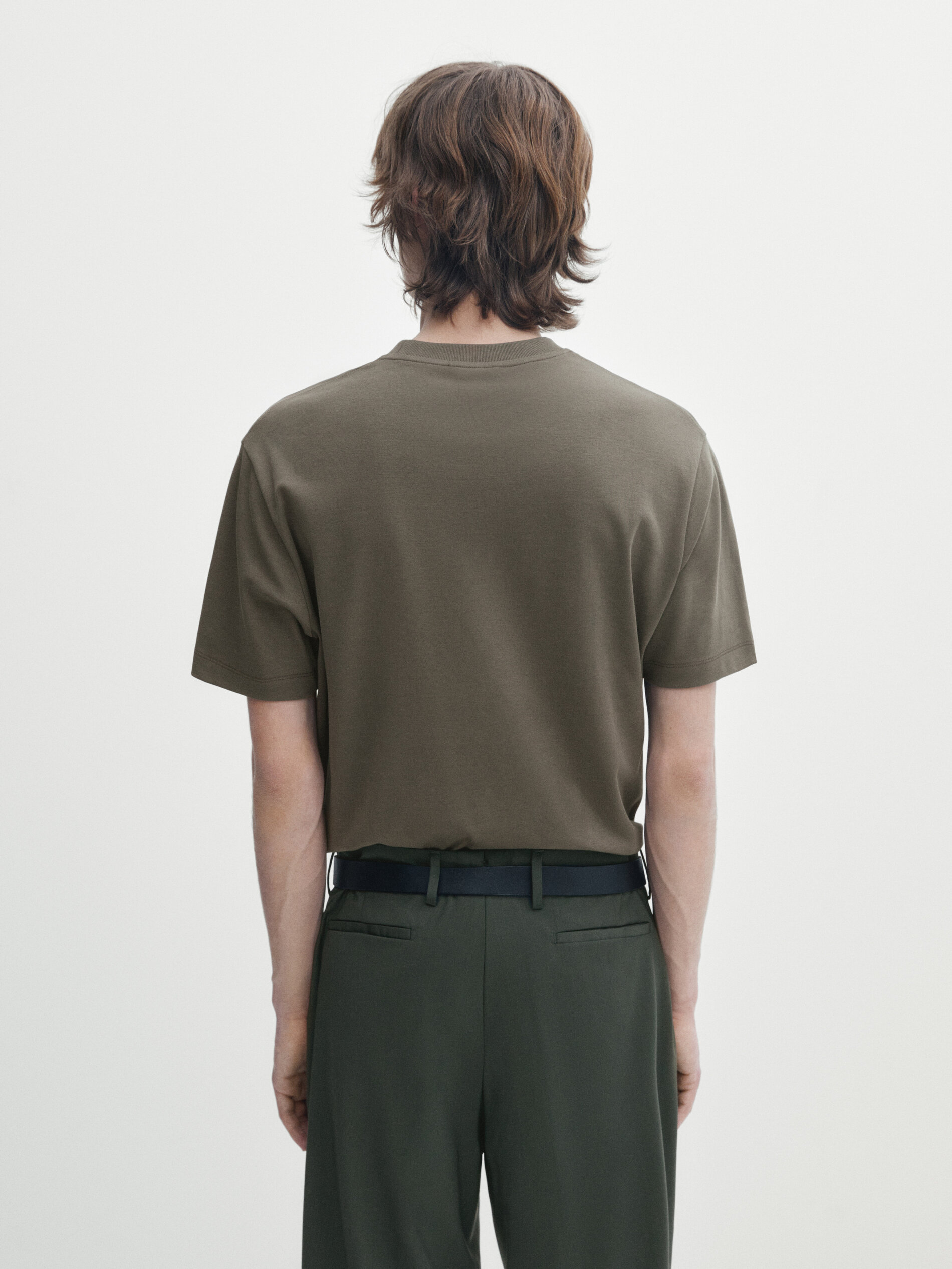 Massimo Dutti Shirt Aus Reiner Mittelschwerer Baumwolle Mit Weitem Bein In Greyish Green