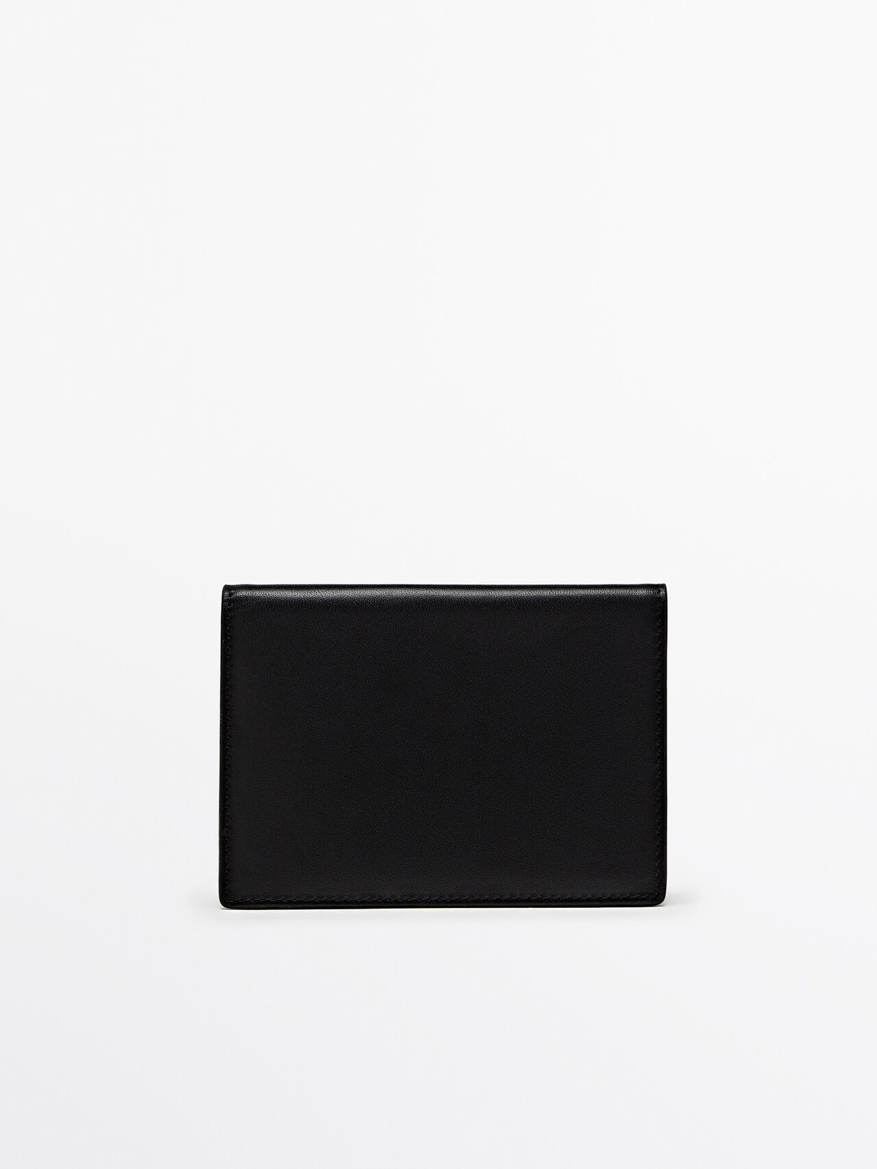 Shop Massimo Dutti Passport Holder Leather Wallet In Black