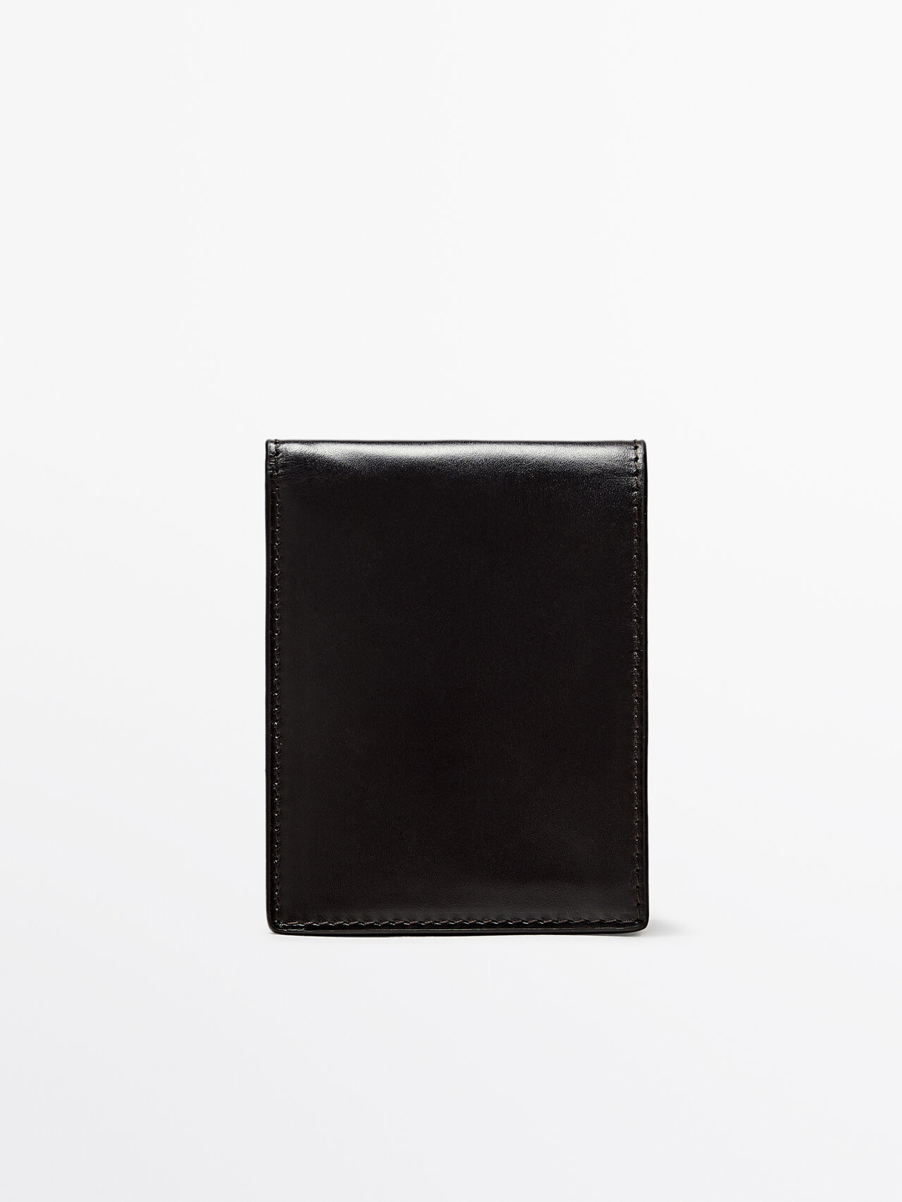 Massimo Dutti Leather Wallet In Brown