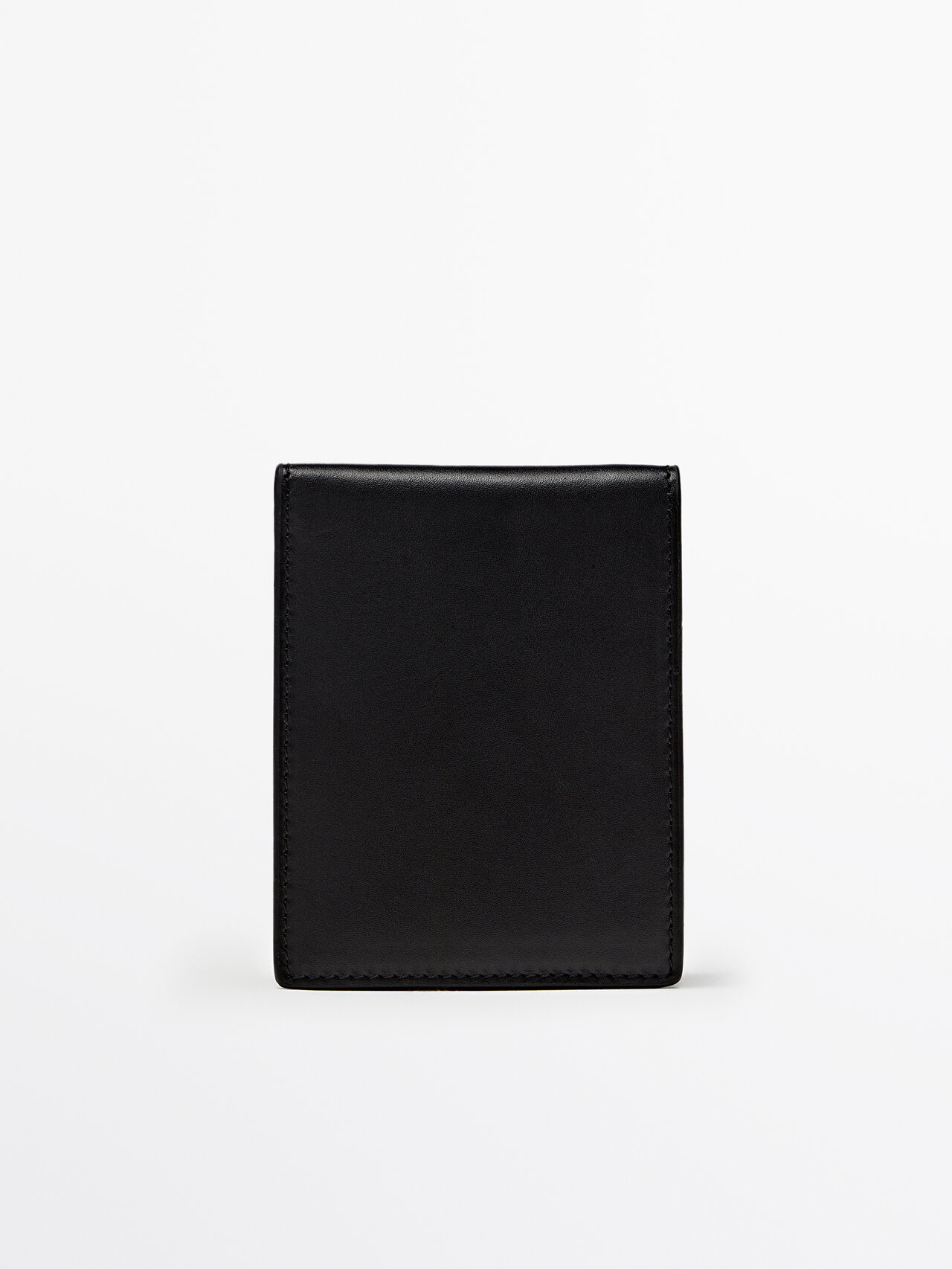 Massimo Dutti Leather Wallet In Black