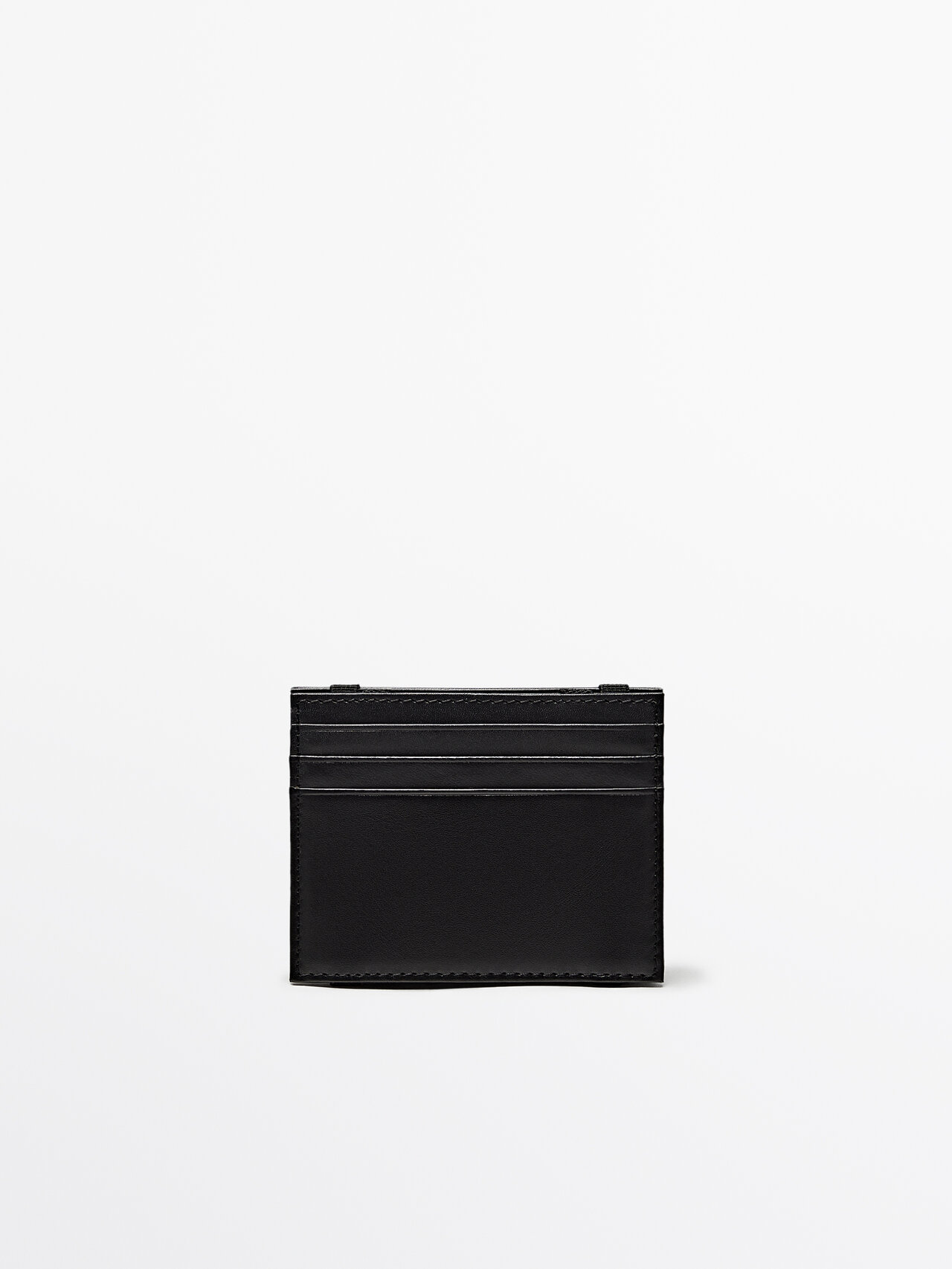 Shop Massimo Dutti Leather Card Holder In Black