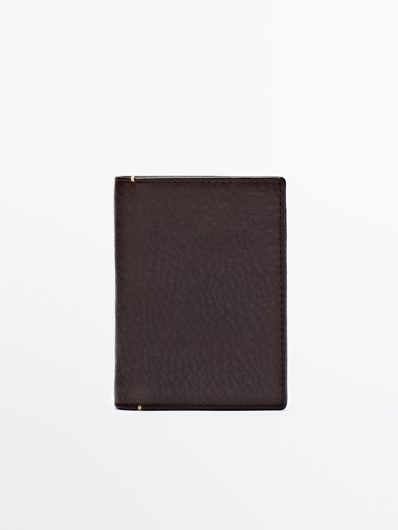 Shop Massimo Dutti Vertical Leather Wallet In Brown