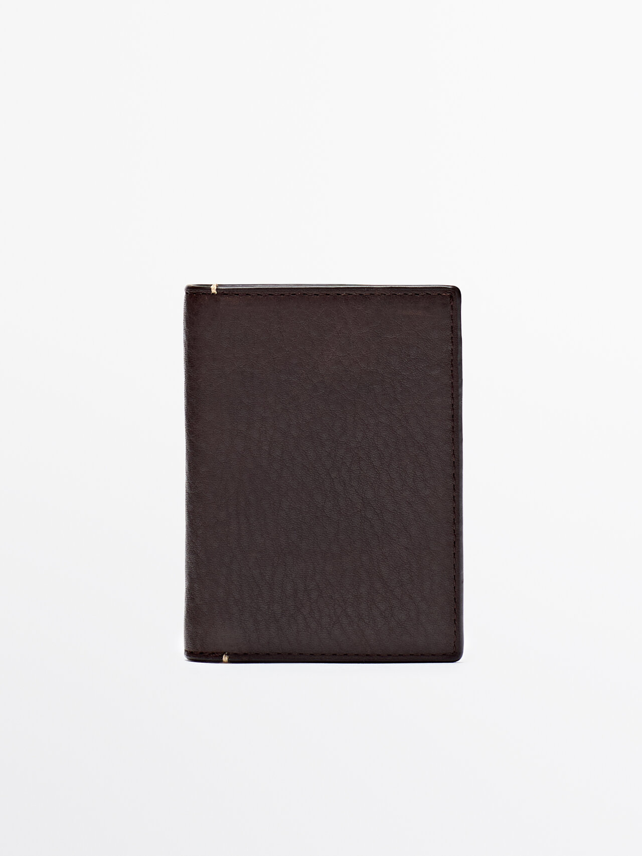 Massimo Dutti Vertical Leather Wallet In Brown
