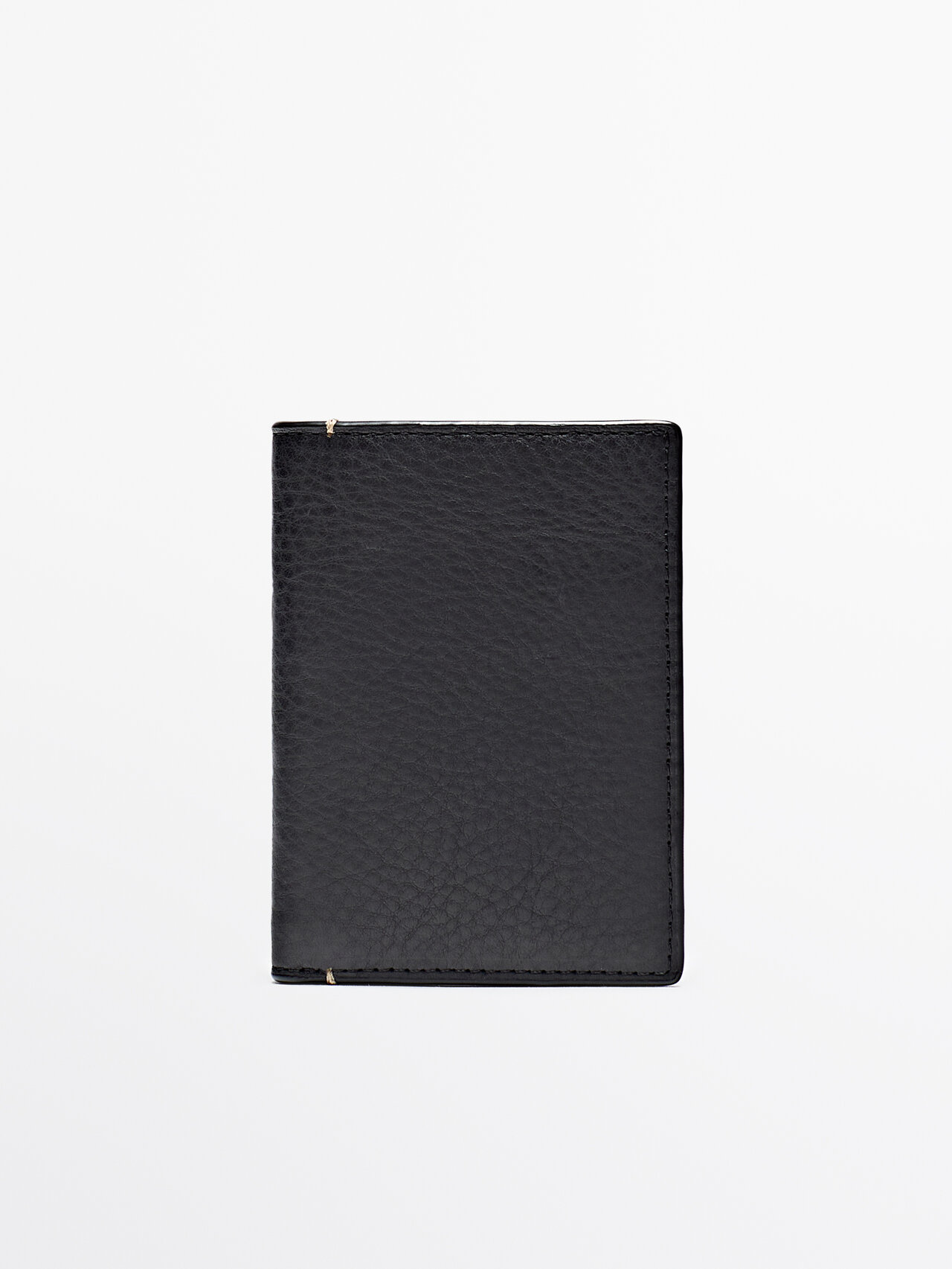 Shop Massimo Dutti Vertical Leather Wallet In Black