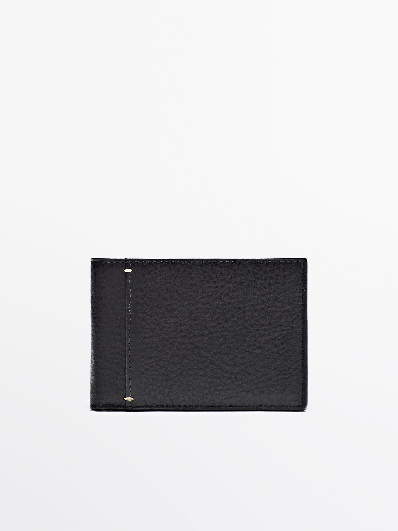 Massimo Dutti Leather Wallet In Black