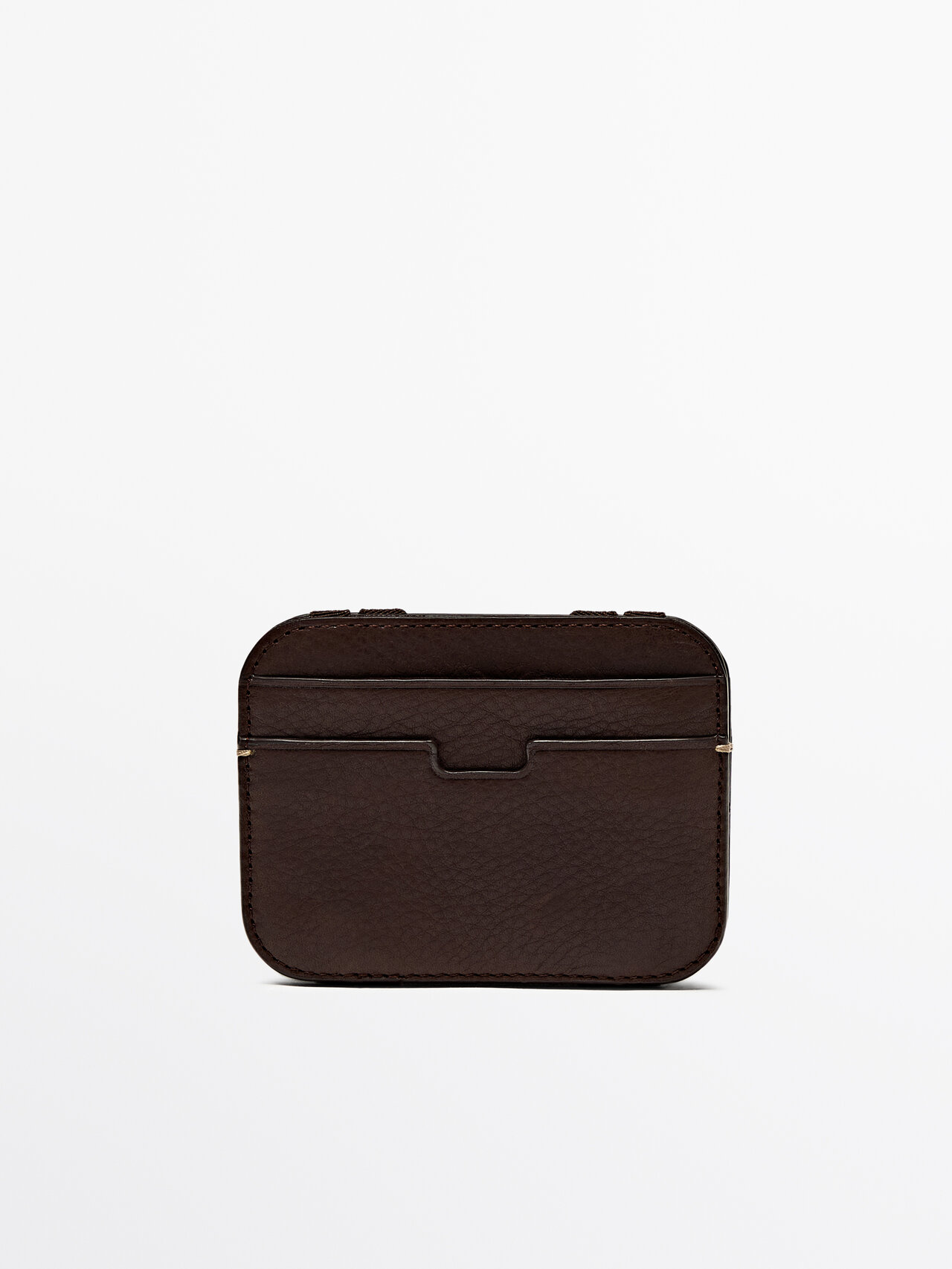 Shop Massimo Dutti Leather Card Holder In Brown