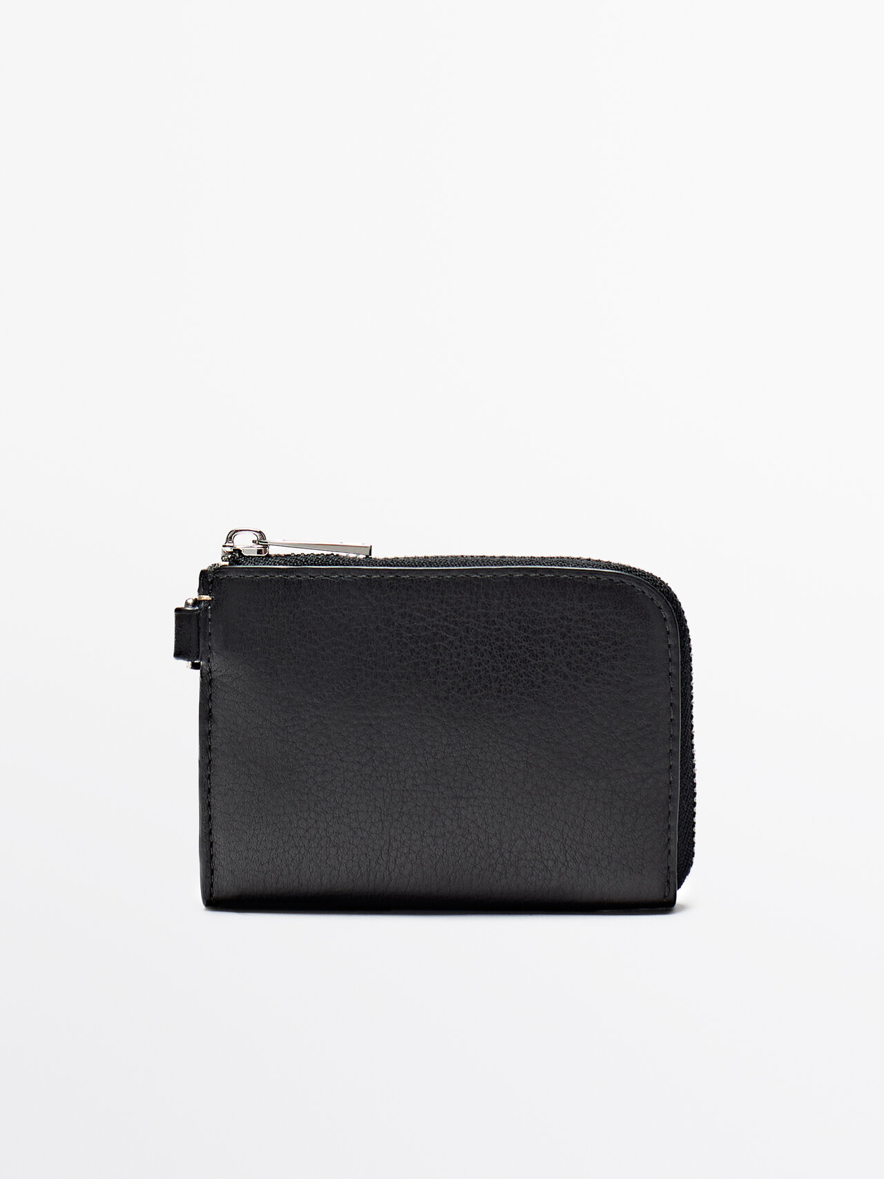 Shop Massimo Dutti Leather Wallet With Strap In Black